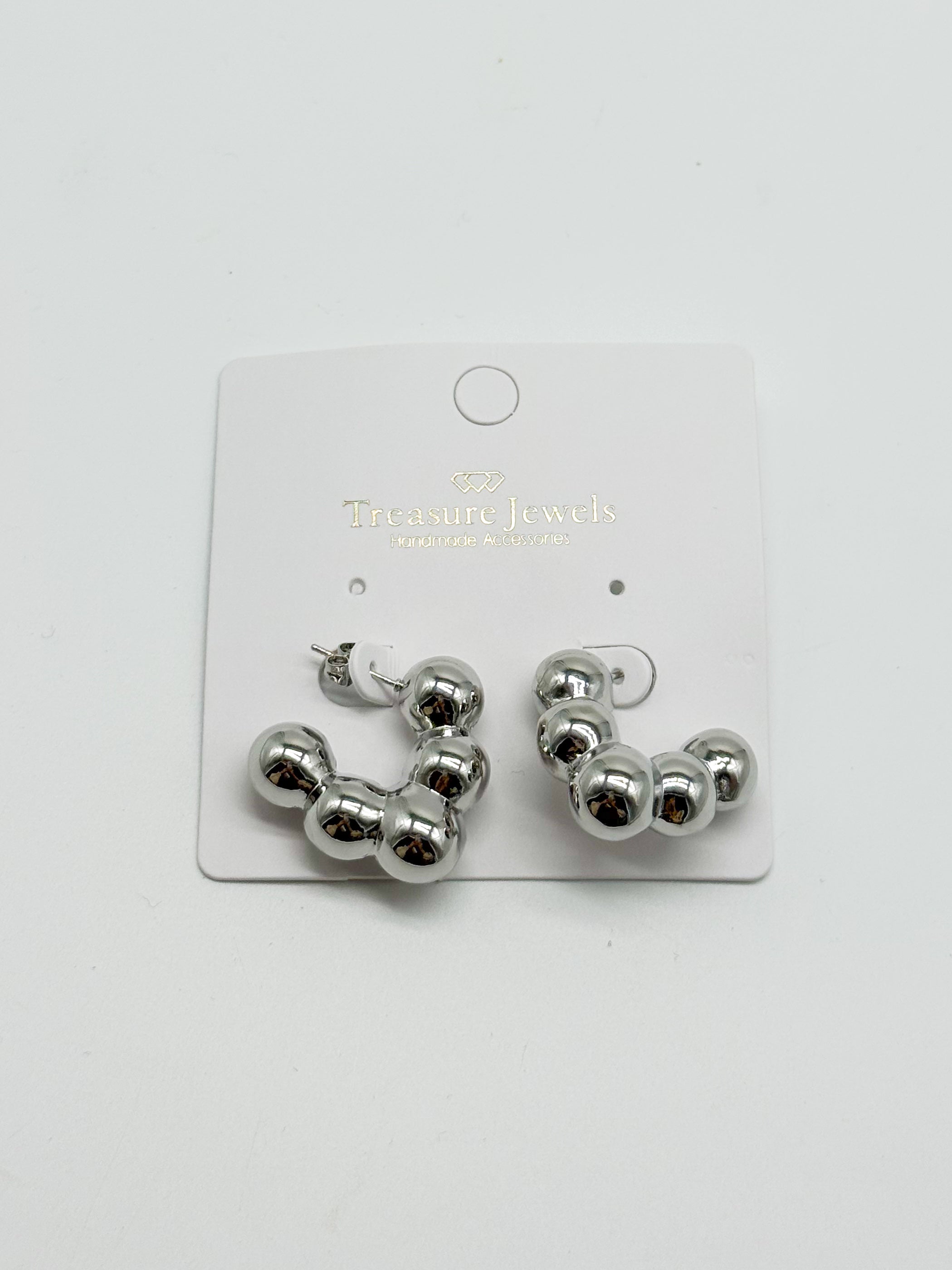 Bubble in V Hoop-310 Jewelry-Treasure Jewels-Heathered Boho Boutique, Women's Fashion and Accessories in Palmetto, FL