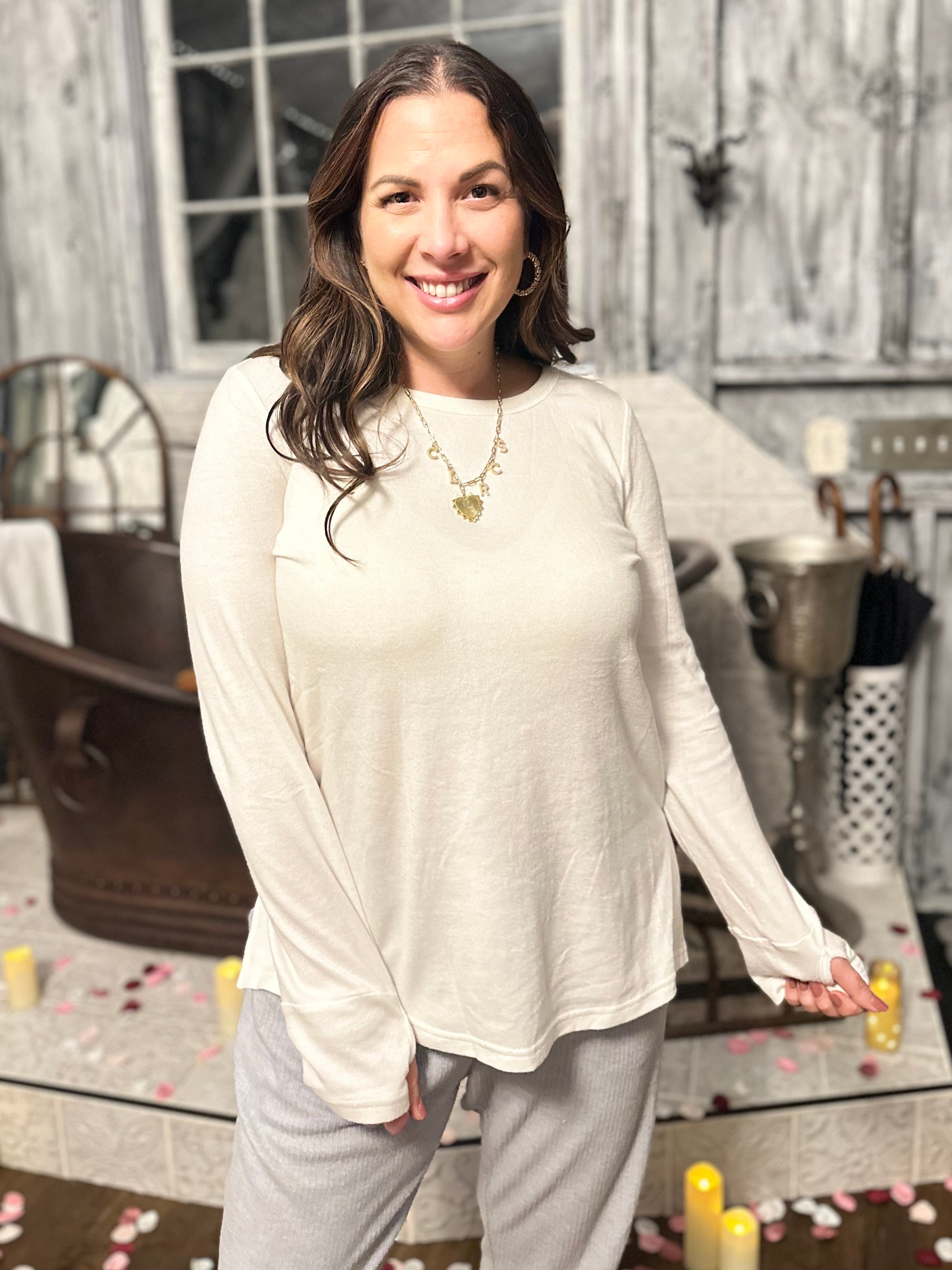 Forever & Ever Long Sleeve Top-400 Takeover/Pre-Order-White Birch-Heathered Boho Boutique, Women's Fashion and Accessories in Palmetto, FL