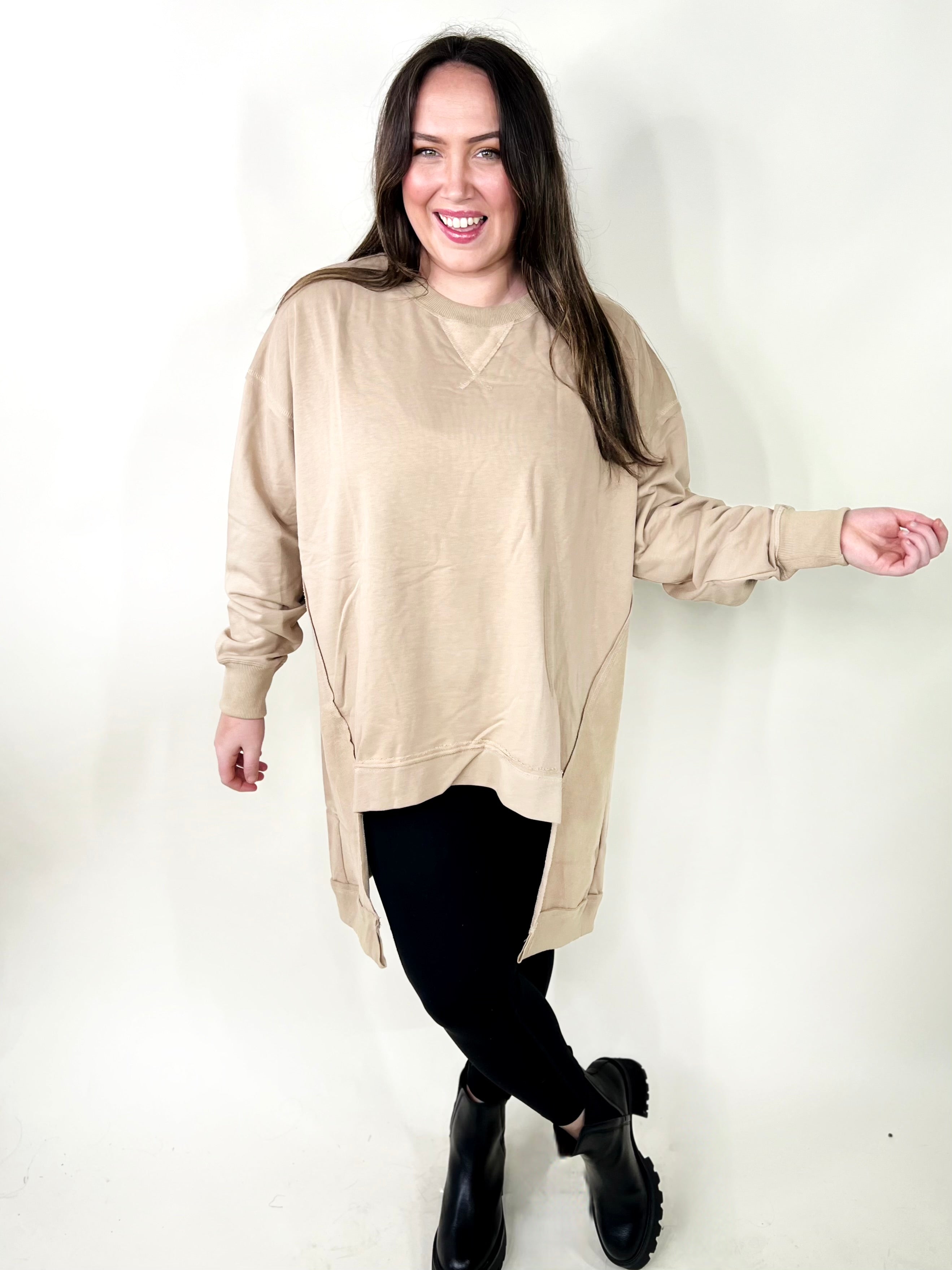 Good For It Top-120 Long Sleeve Tops-Fantastic Fawn-Heathered Boho Boutique, Women's Fashion and Accessories in Palmetto, FL