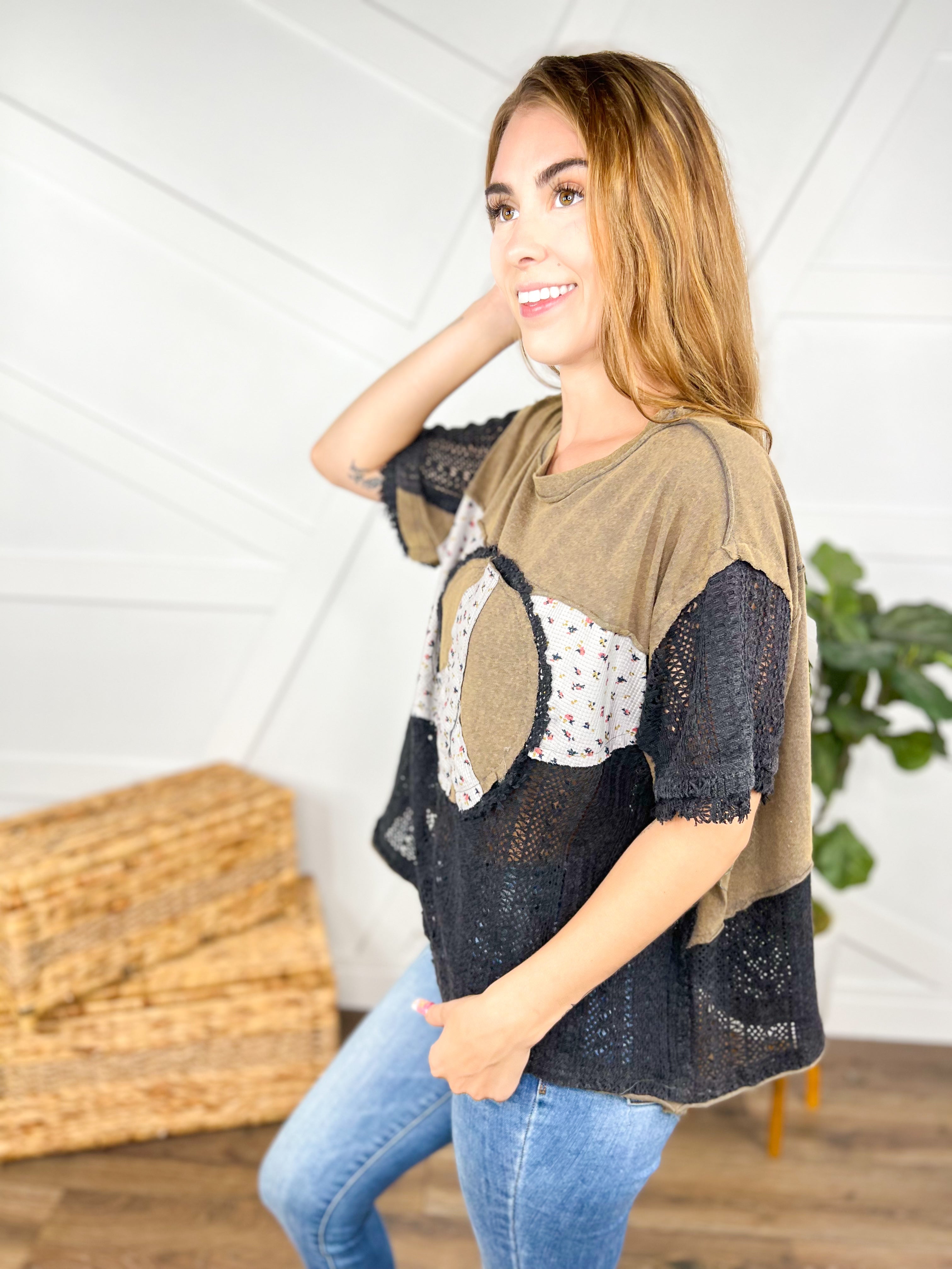 Peace Be With You Top-110 Short Sleeve Top-POL-Heathered Boho Boutique, Women's Fashion and Accessories in Palmetto, FL