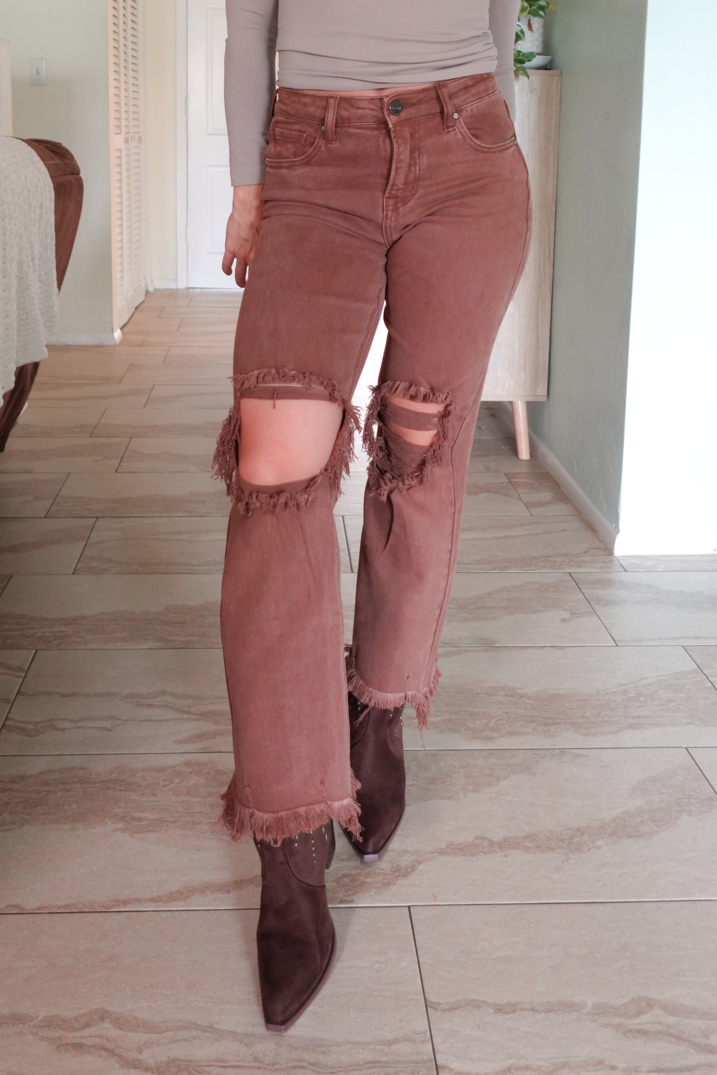Espresso Yourself Straight Leg by Risen Jeans-190 Jeans-Risen Jeans-Heathered Boho Boutique, Women's Fashion and Accessories in Palmetto, FL