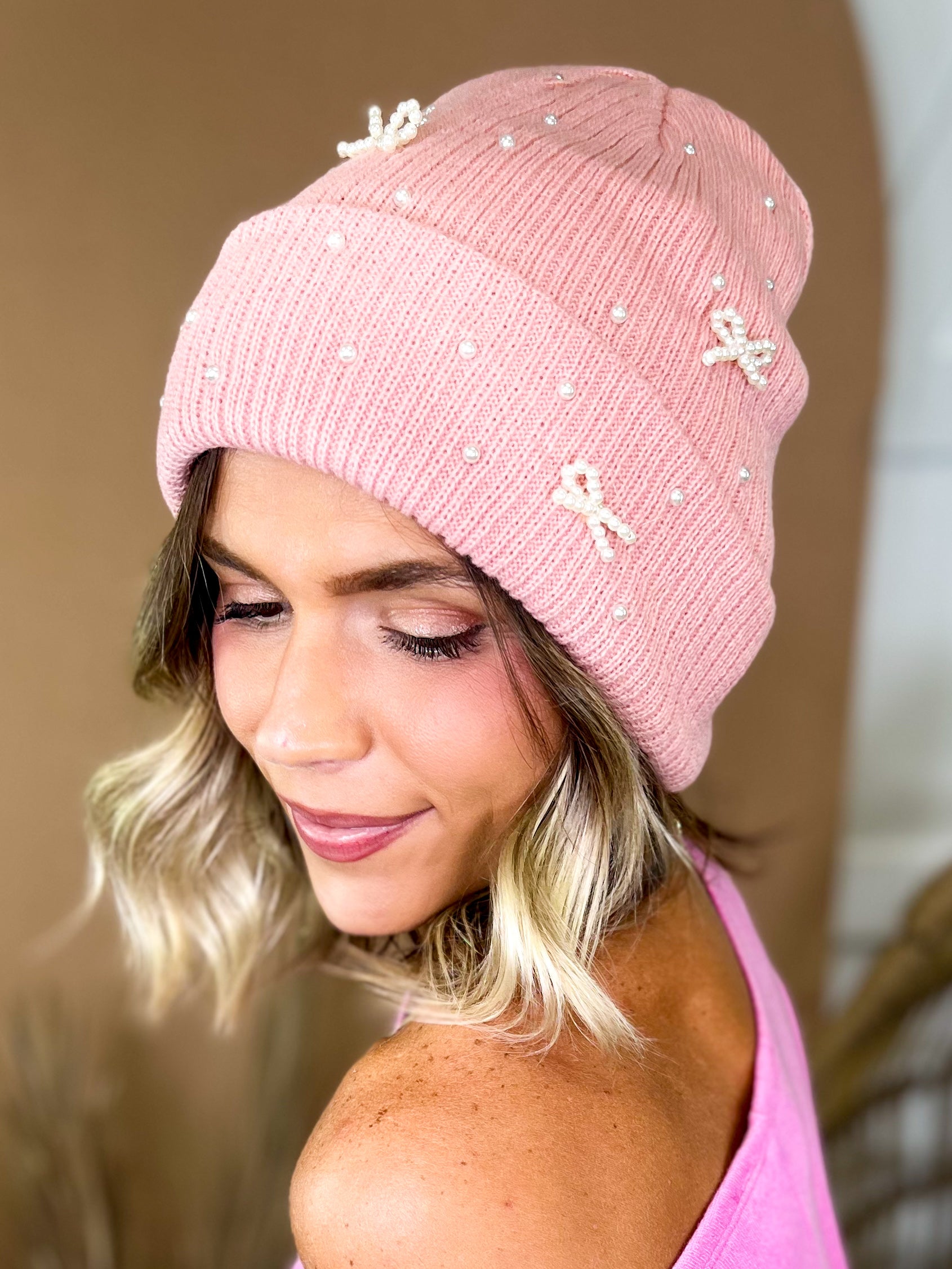 The Bow Sweet Beanie-340 OTHER ACCESSORIES-ZENANA-Heathered Boho Boutique, Women's Fashion and Accessories in Palmetto, FL