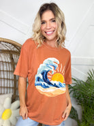 Wave Faux Chenille Graphic Tee-130 Graphic Tees-Heathered Boho-Heathered Boho Boutique, Women's Fashion and Accessories in Palmetto, FL
