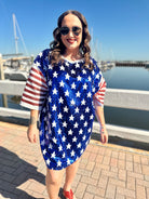 American Flag T-Shirt Dress-230 Dresses/Jumpsuits/Rompers-Fantastic Fawn-Heathered Boho Boutique, Women's Fashion and Accessories in Palmetto, FL