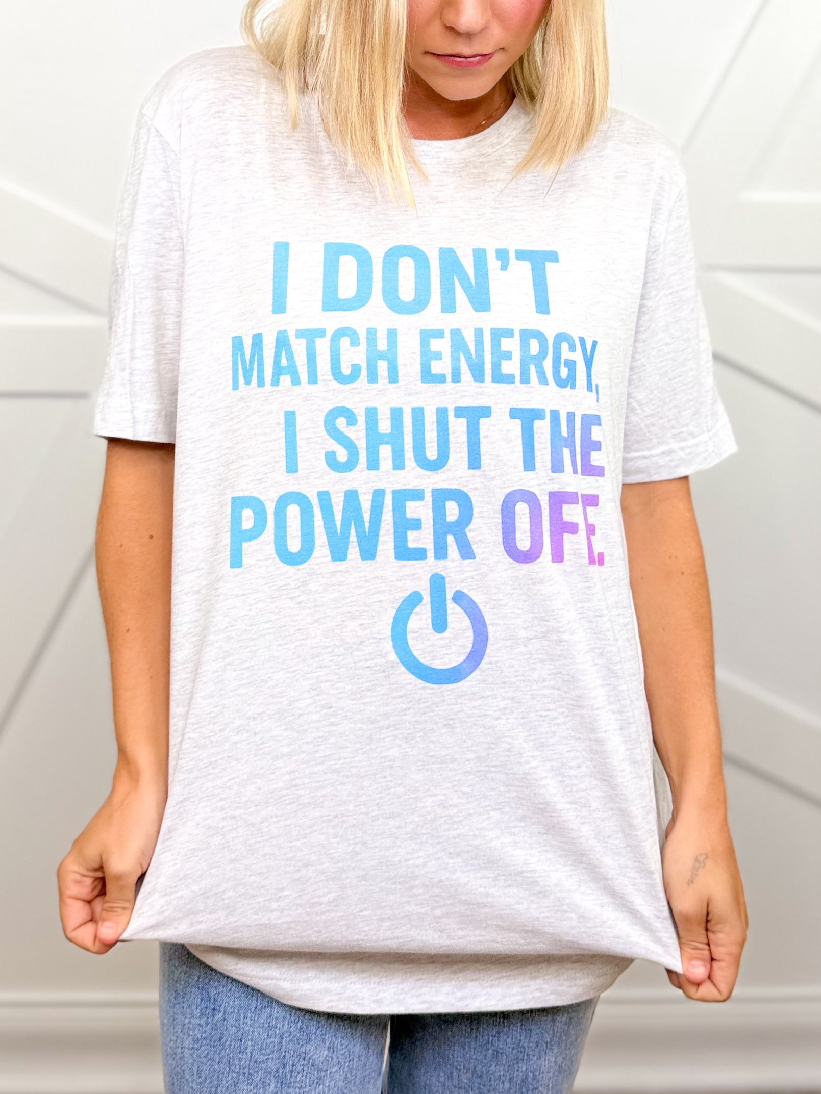 I Don't Match Energy Graphic Tee - Ash-130 Graphic Tees-Heathered Boho-Heathered Boho Boutique, Women's Fashion and Accessories in Palmetto, FL