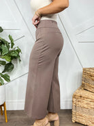 Office Day Trip Wide Leg Cropped Pants- Dark Mocha-150 PANTS-DEAR SCARLETT-Heathered Boho Boutique, Women's Fashion and Accessories in Palmetto, FL