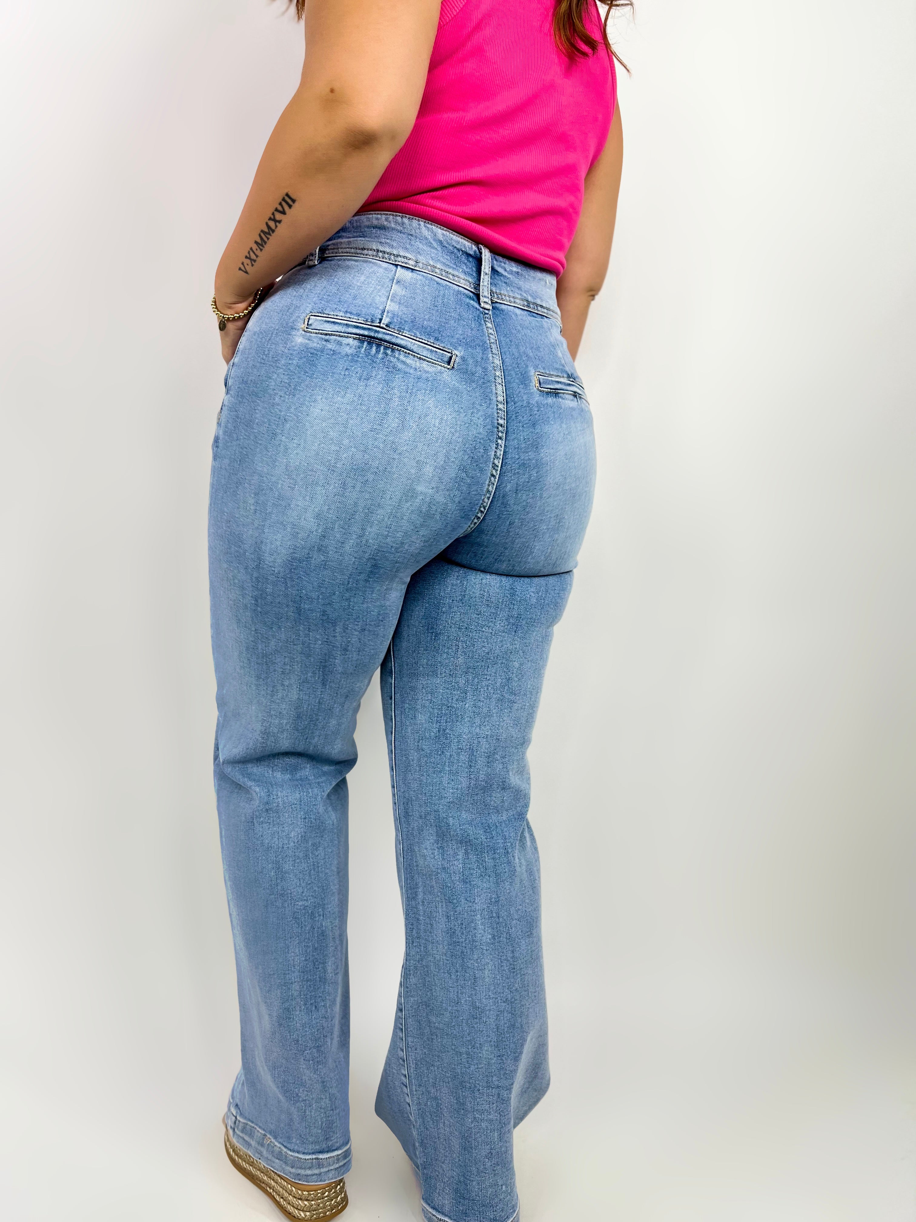 Effortless Wide Leg Jeans By Risen Jeans-190 Jeans-Risen Jeans-Heathered Boho Boutique, Women's Fashion and Accessories in Palmetto, FL