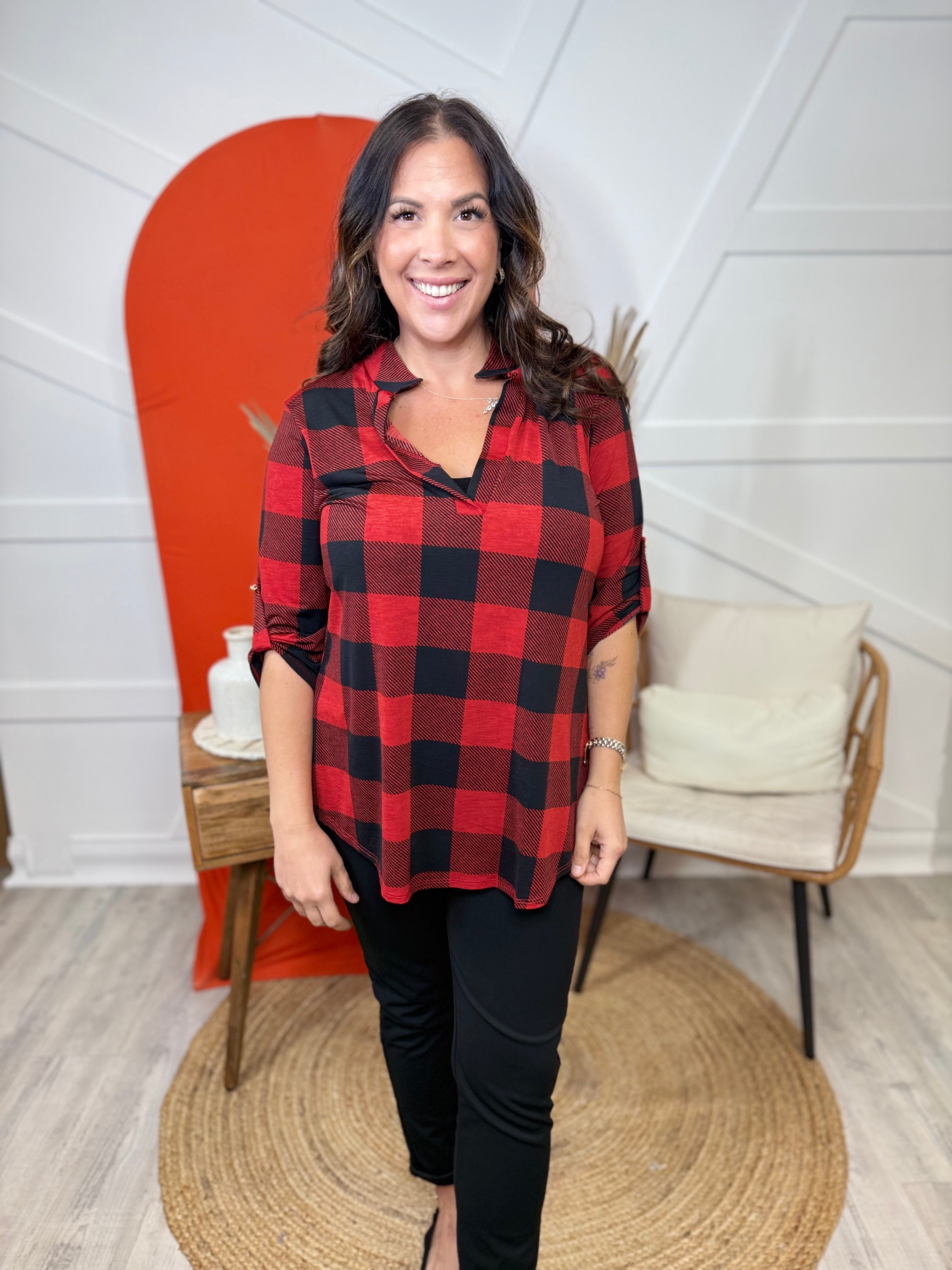 Stay in Check Top-120 LONG SLEEVE TOPS-Heimish-Heathered Boho Boutique, Women's Fashion and Accessories in Palmetto, FL