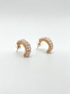 Half Stone Hoops-310 Jewelry-Treasure Jewels-Heathered Boho Boutique, Women's Fashion and Accessories in Palmetto, FL