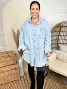 Love on the Weekend Button Down Top-120 LONG SLEEVE TOPS-EASEL-Heathered Boho Boutique, Women's Fashion and Accessories in Palmetto, FL