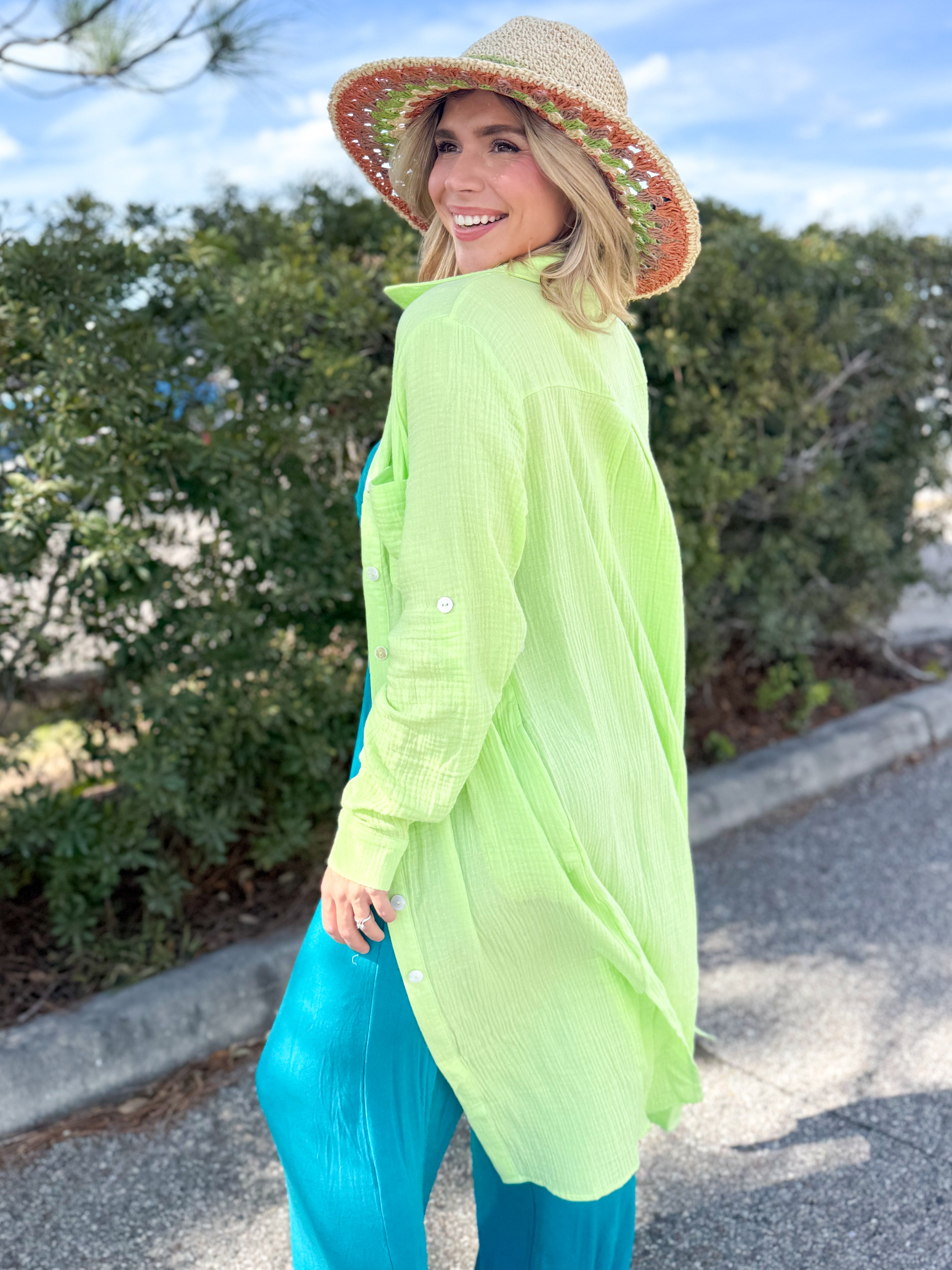 Evelyn Cotton Gauze Button Up Cardigan-220 CARDIGANS KIMONOS-DEAR SCARLETT-Heathered Boho Boutique, Women's Fashion and Accessories in Palmetto, FL