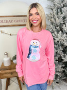 Glitter Snowman Sweatshirt-120 LONG SLEEVE TOPS-SOUTHERN GRACE-Heathered Boho Boutique, Women's Fashion and Accessories in Palmetto, FL
