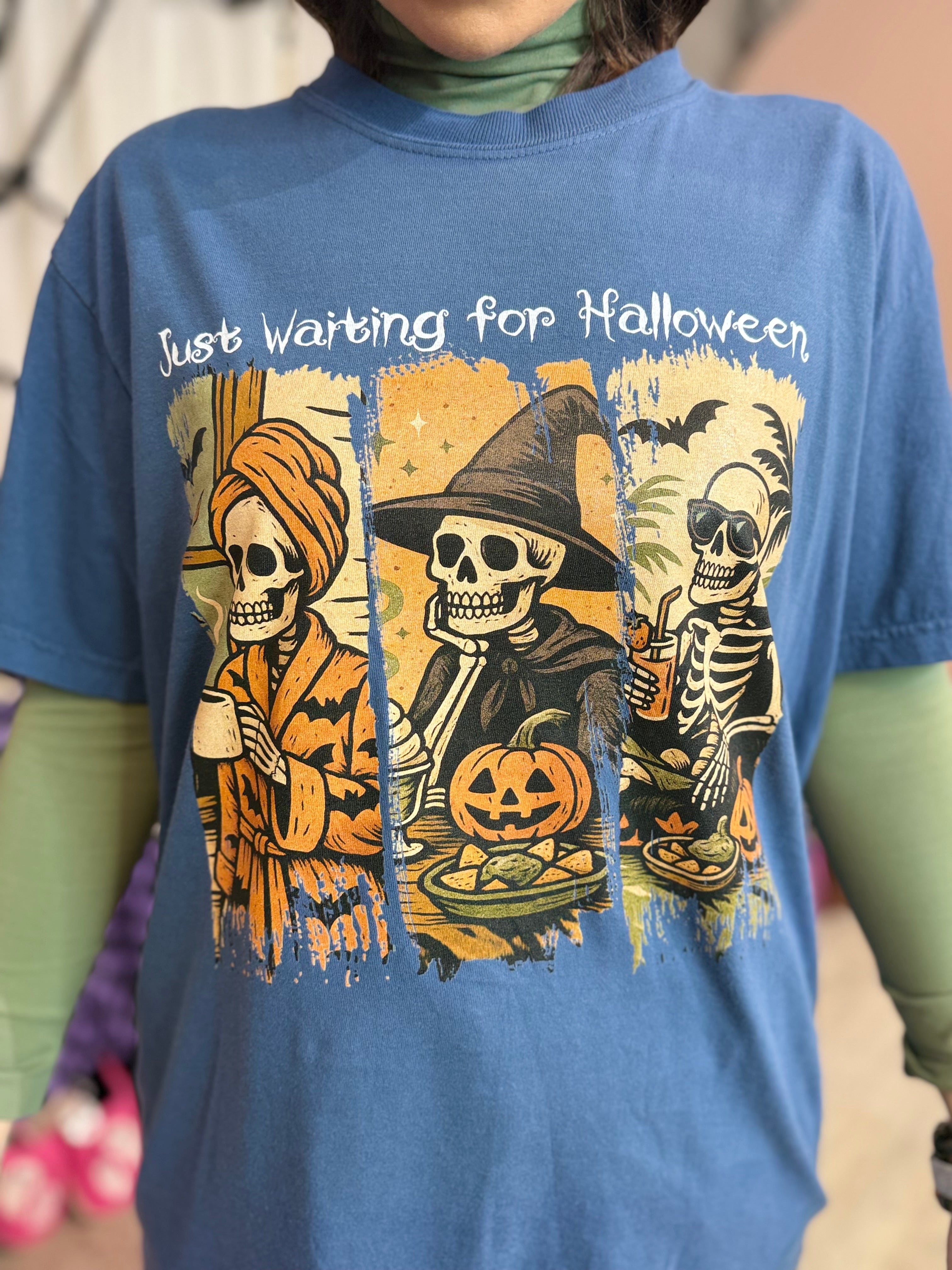 Waiting For Halloween Graphic Tee-130 Graphic Tees-Heathered Boho-Heathered Boho Boutique, Women's Fashion and Accessories in Palmetto, FL