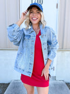 Restock: Eye of the Tiger Denim Jacket-200 JACKETS/SHACKETS-Veveret-Heathered Boho Boutique, Women's Fashion and Accessories in Palmetto, FL