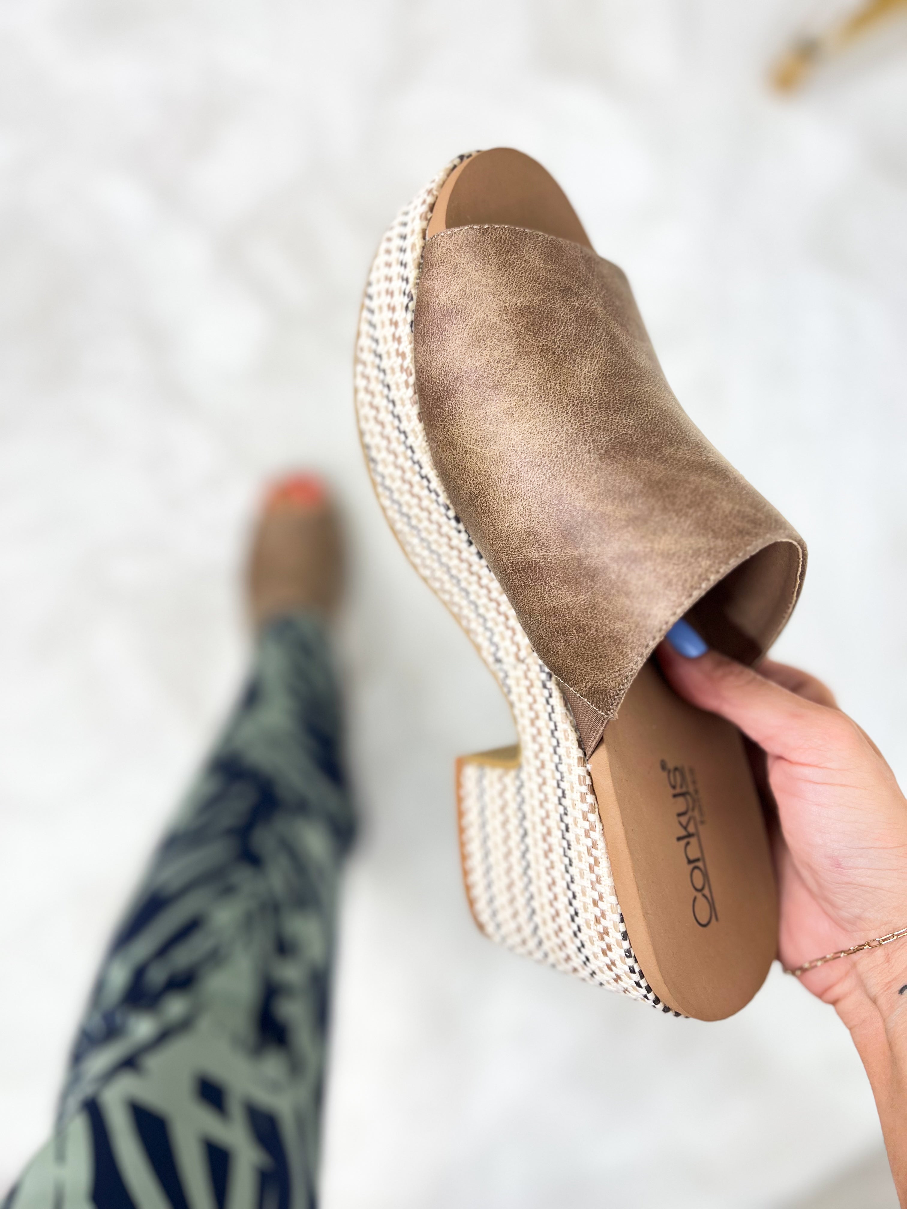 Totally Buggin Wedges - Taupe-350 Shoes-Corkys-Heathered Boho Boutique, Women's Fashion and Accessories in Palmetto, FL