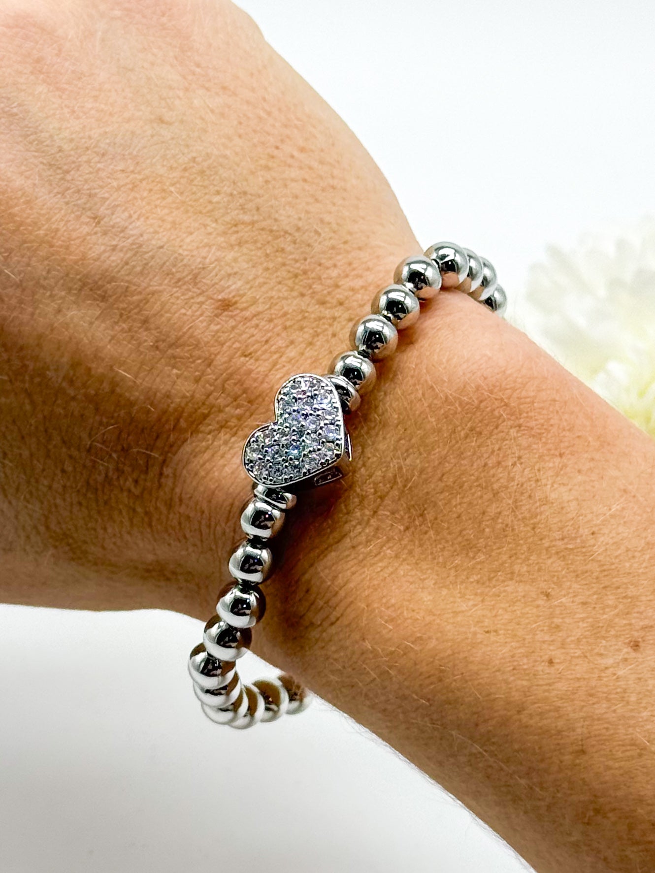 CZ Heart Stretch Bracelet-310 Jewelry-Joseph Anthony NY, Inc-Heathered Boho Boutique, Women's Fashion and Accessories in Palmetto, FL