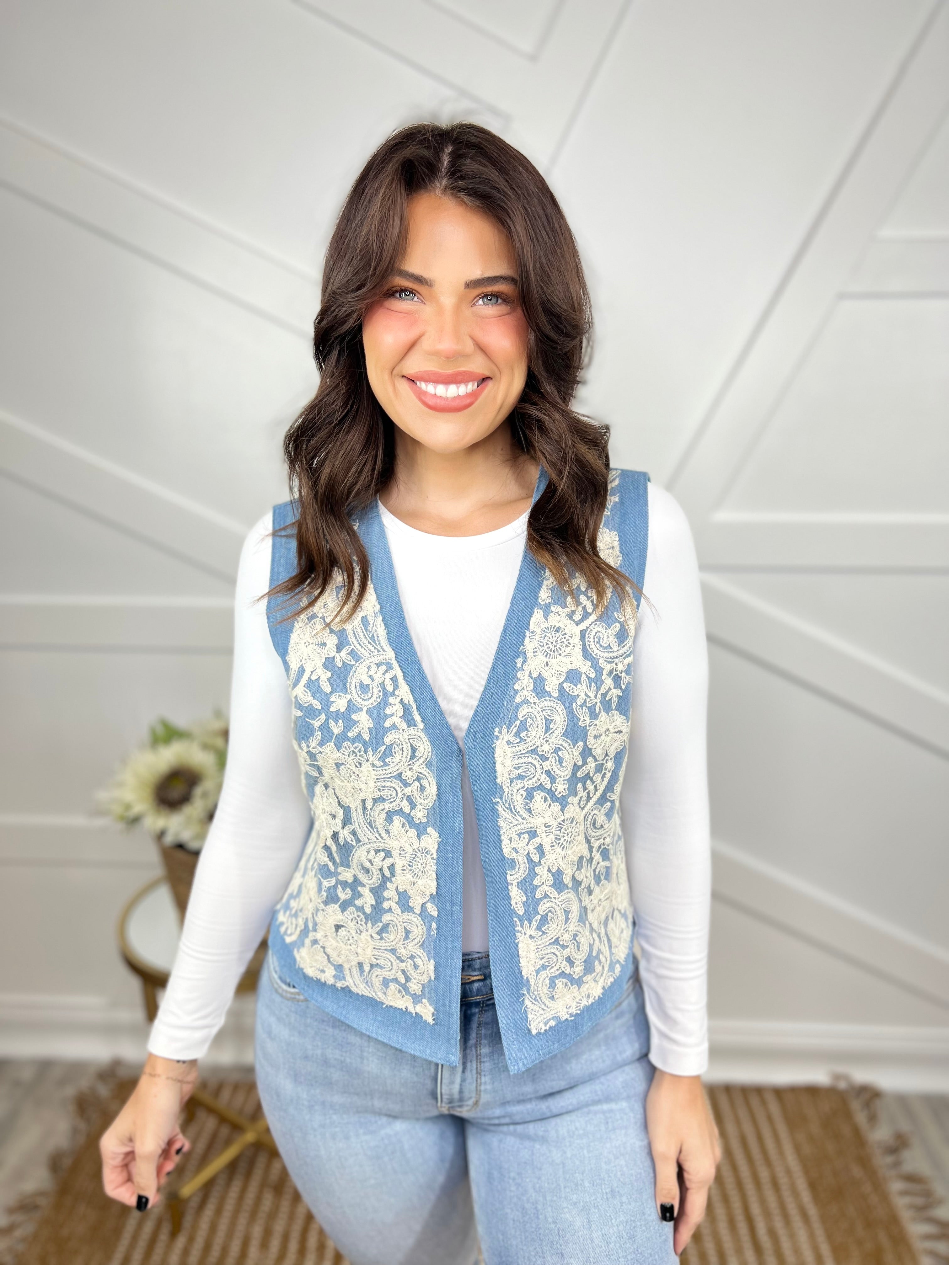 Delicate Denim Vest-200 Jackets/Shackets-Davi & Dani-Heathered Boho Boutique, Women's Fashion and Accessories in Palmetto, FL