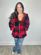 Double Take Full Size Plaid Long Sleeve Hooded Coat-Layers-Trendsi-Heathered Boho Boutique, Women's Fashion and Accessories in Palmetto, FL