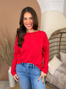 Doorbuster: The Unscripted Long Sleeve Top-120 LONG SLEEVE TOPS-ZENANA-Heathered Boho Boutique, Women's Fashion and Accessories in Palmetto, FL