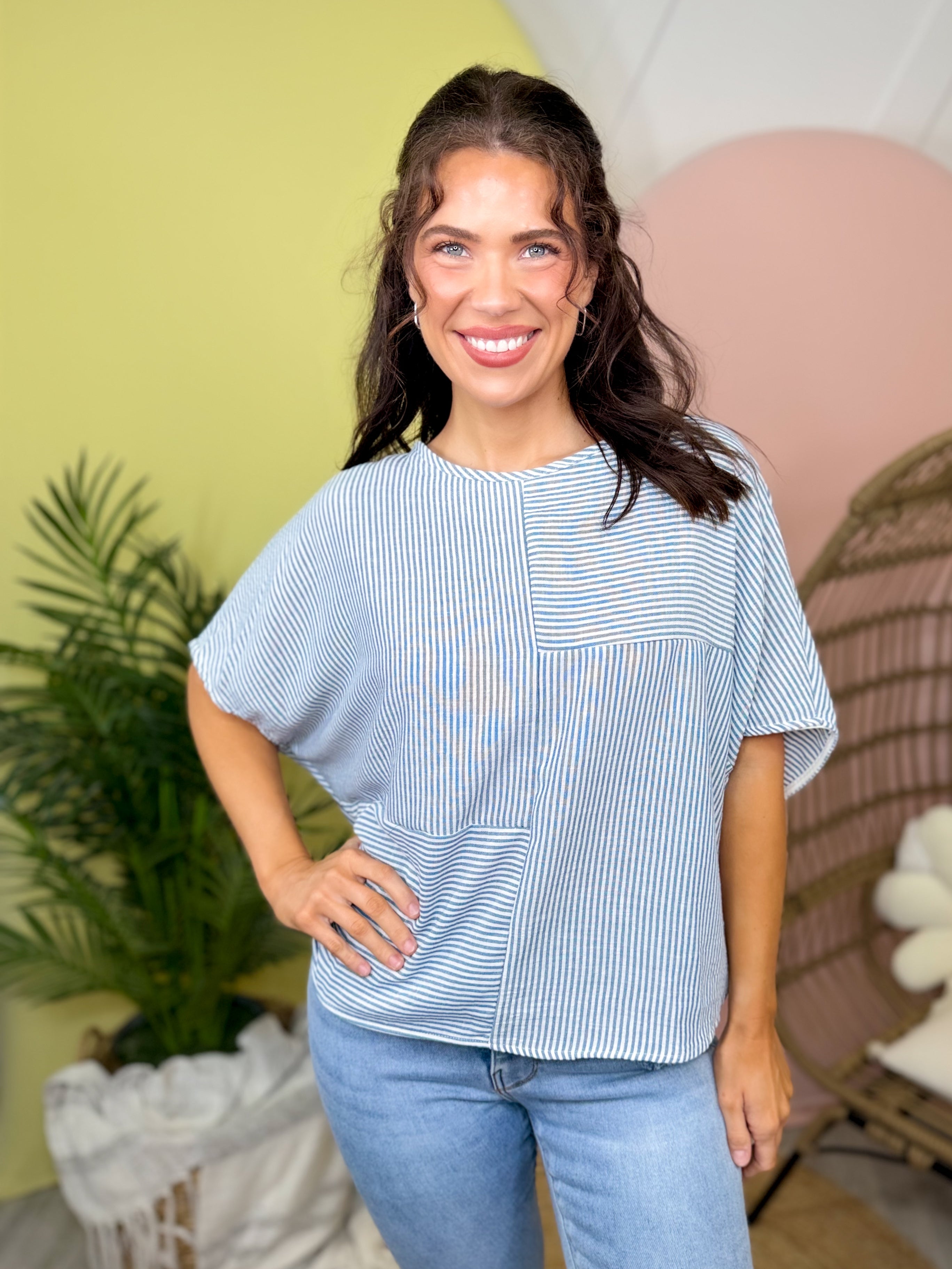 Coastal Calm Oversized Top-110 SHORT SLEEVE TOP-SEW IN LOVE-Heathered Boho Boutique, Women's Fashion and Accessories in Palmetto, FL
