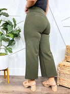 Office Day Trip Wide Leg Cropped Pants- Olive-150 PANTS-DEAR SCARLETT-Heathered Boho Boutique, Women's Fashion and Accessories in Palmetto, FL