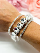 Colored Rhinestone Three Piece Bracelet Set-310 Jewelry-RM Manufacturing-Heathered Boho Boutique, Women's Fashion and Accessories in Palmetto, FL