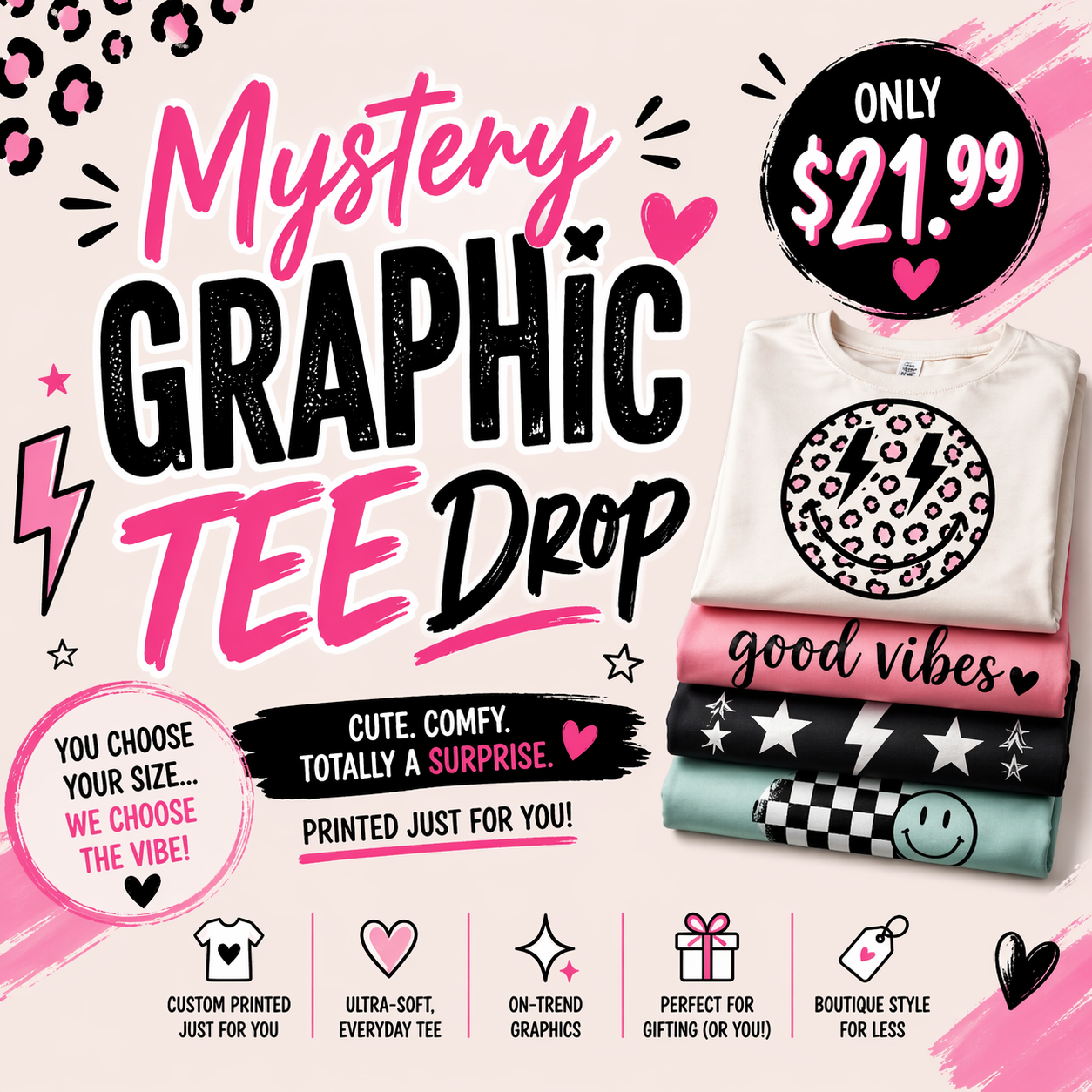 Mystery Graphic Tee Deal-Heathered Boho-Heathered Boho Boutique, Women's Fashion and Accessories in Palmetto, FL