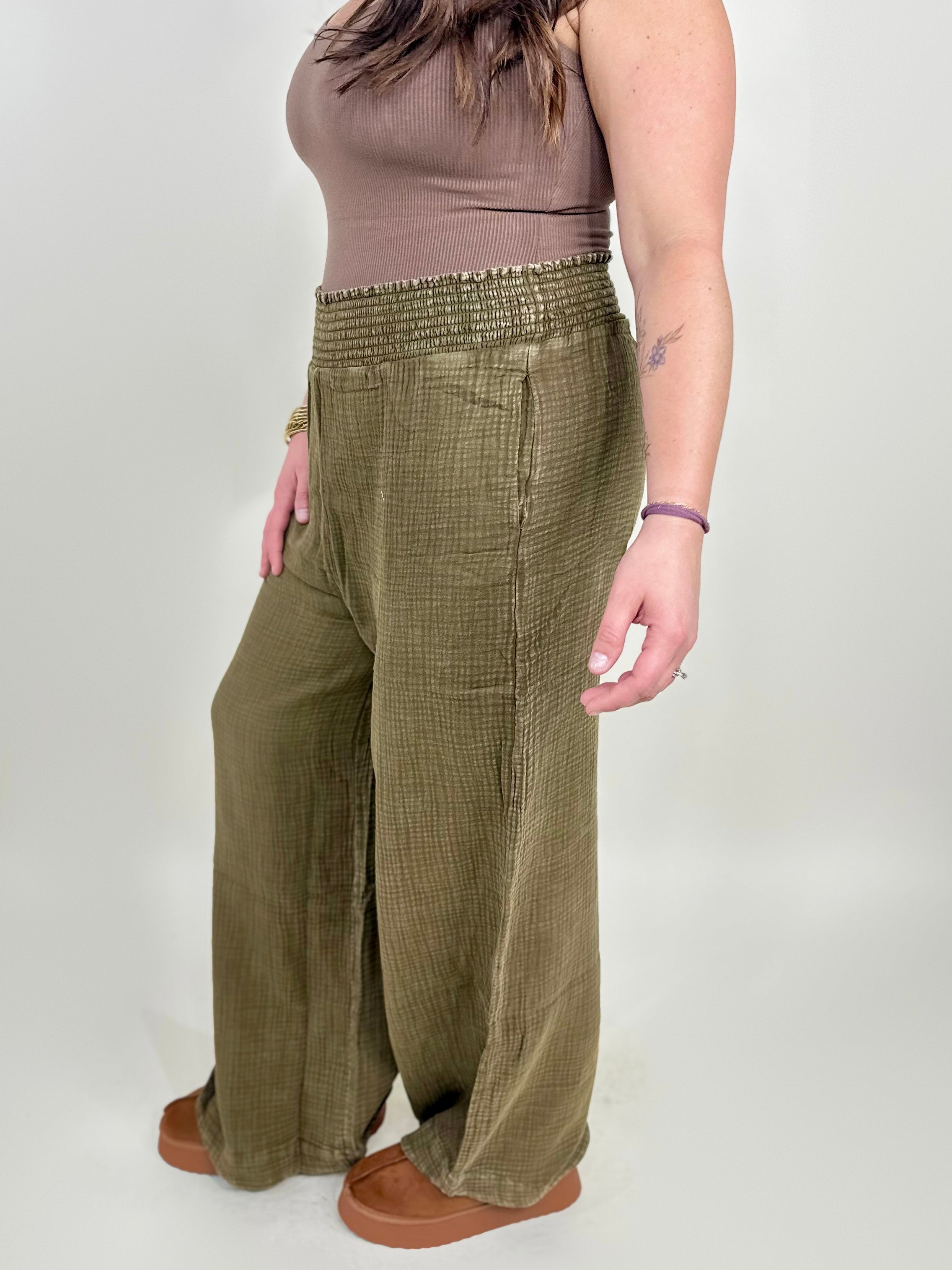 Simplicity Wide Leg Pants-400 Takeover/Pre-Order-Easel-Heathered Boho Boutique, Women's Fashion and Accessories in Palmetto, FL