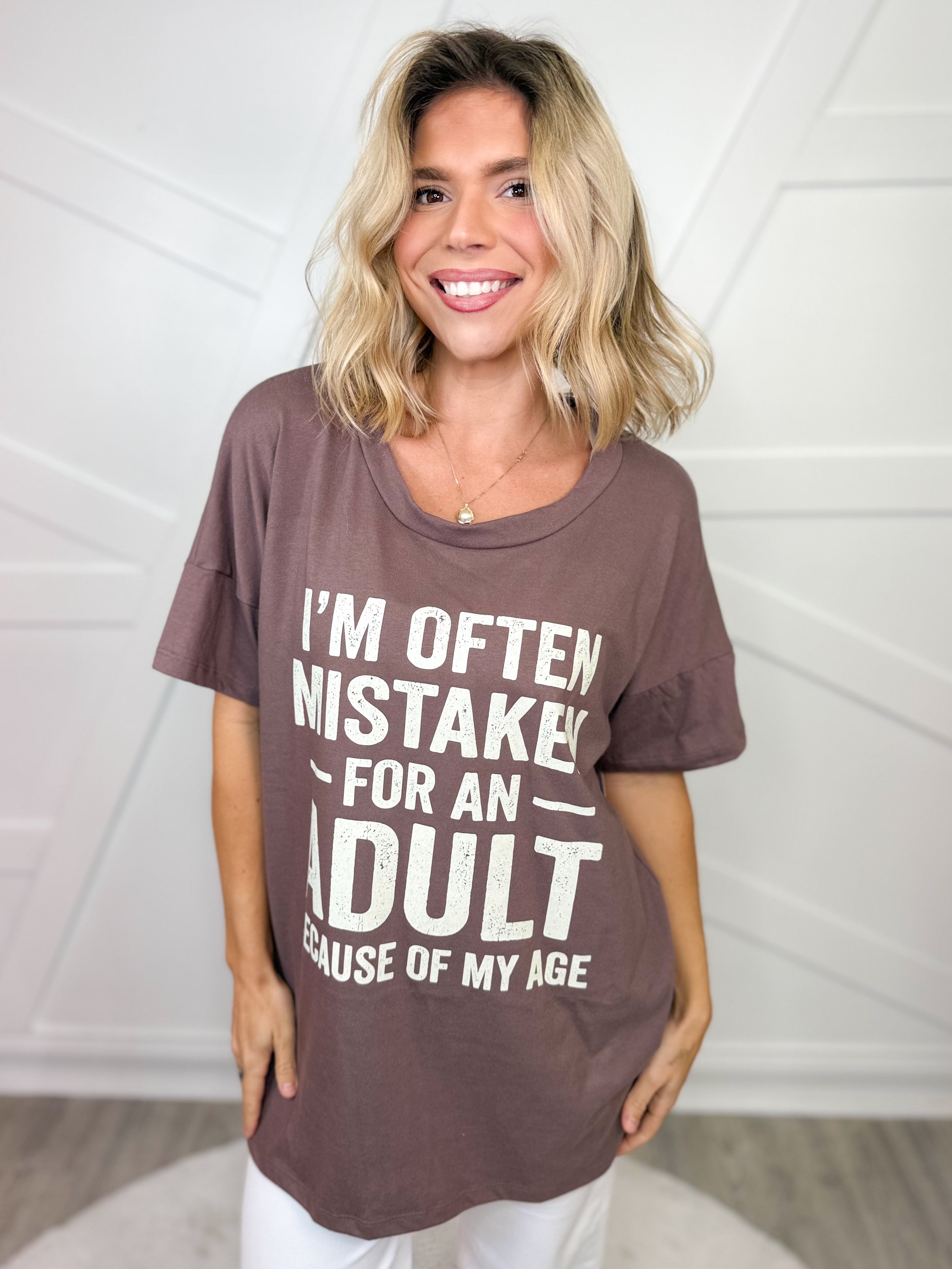 The Ex - Mistaken for an Adult Graphic Tee-130 Graphic Tees-Heathered Boho-Heathered Boho Boutique, Women's Fashion and Accessories in Palmetto, FL