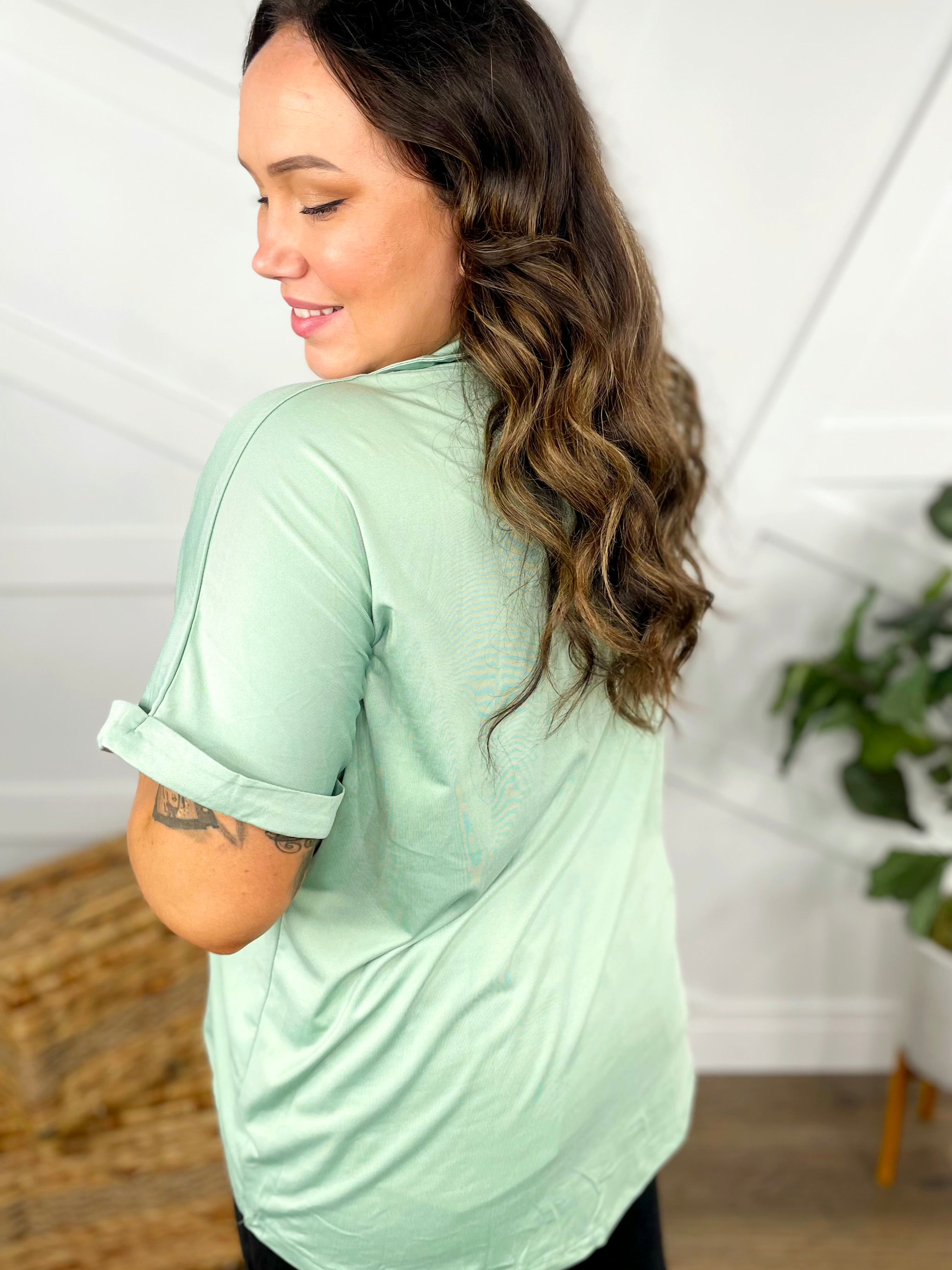 Cara Collared Top-110 Short Sleeve Top-Southern Grace-Heathered Boho Boutique, Women's Fashion and Accessories in Palmetto, FL