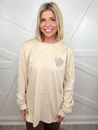 Fall Breeze w/ Pocket Skelly Graphic Long Sleeve-130 Graphic Tees-Heathered Boho-Heathered Boho Boutique, Women's Fashion and Accessories in Palmetto, FL