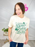 Very Demure Very Lucky Graphic Tee-130 Graphic Tees-Heathered Boho-Heathered Boho Boutique, Women's Fashion and Accessories in Palmetto, FL