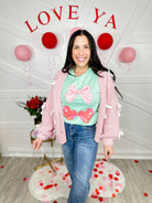 Cherry Hearts With Bow Graphic Tee-130 Graphic Tees-Heathered Boho-Heathered Boho Boutique, Women's Fashion and Accessories in Palmetto, FL