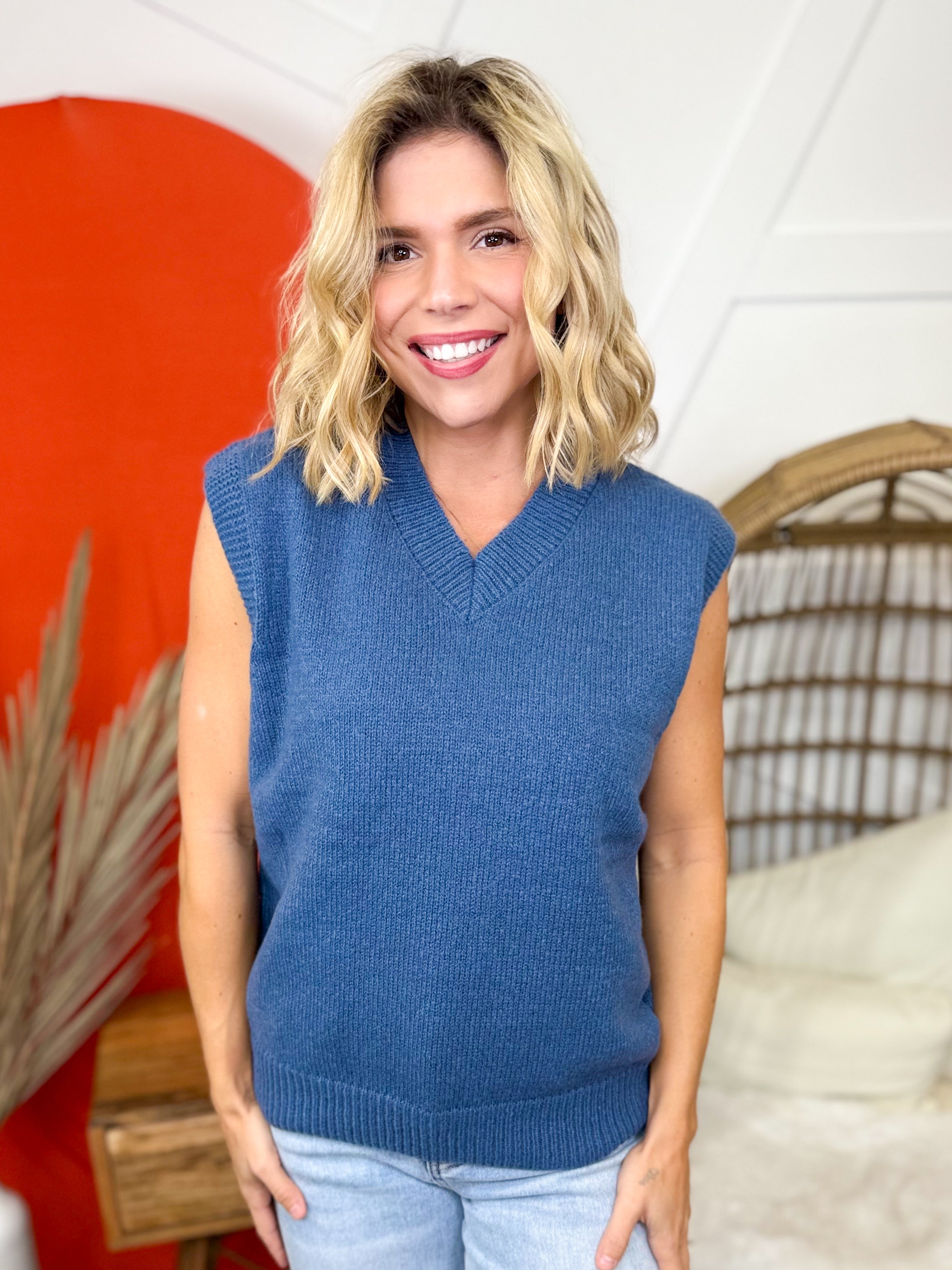 Classic Prep Sweater Vest-110 Short Sleeve Top-GEEGEE-Heathered Boho Boutique, Women's Fashion and Accessories in Palmetto, FL