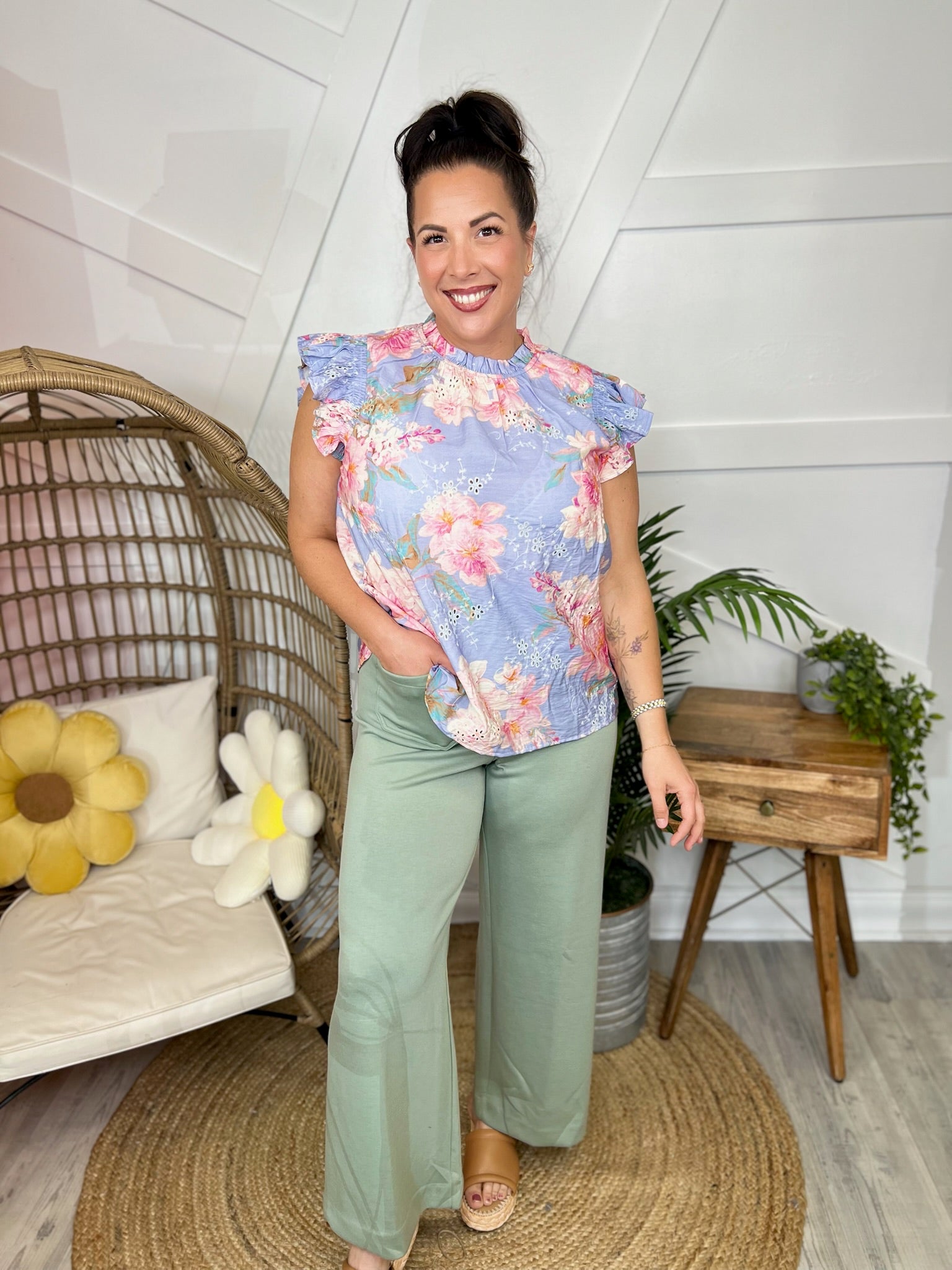 Whistledown Top-110 SHORT SLEEVE TOP-ODDI-Heathered Boho Boutique, Women's Fashion and Accessories in Palmetto, FL