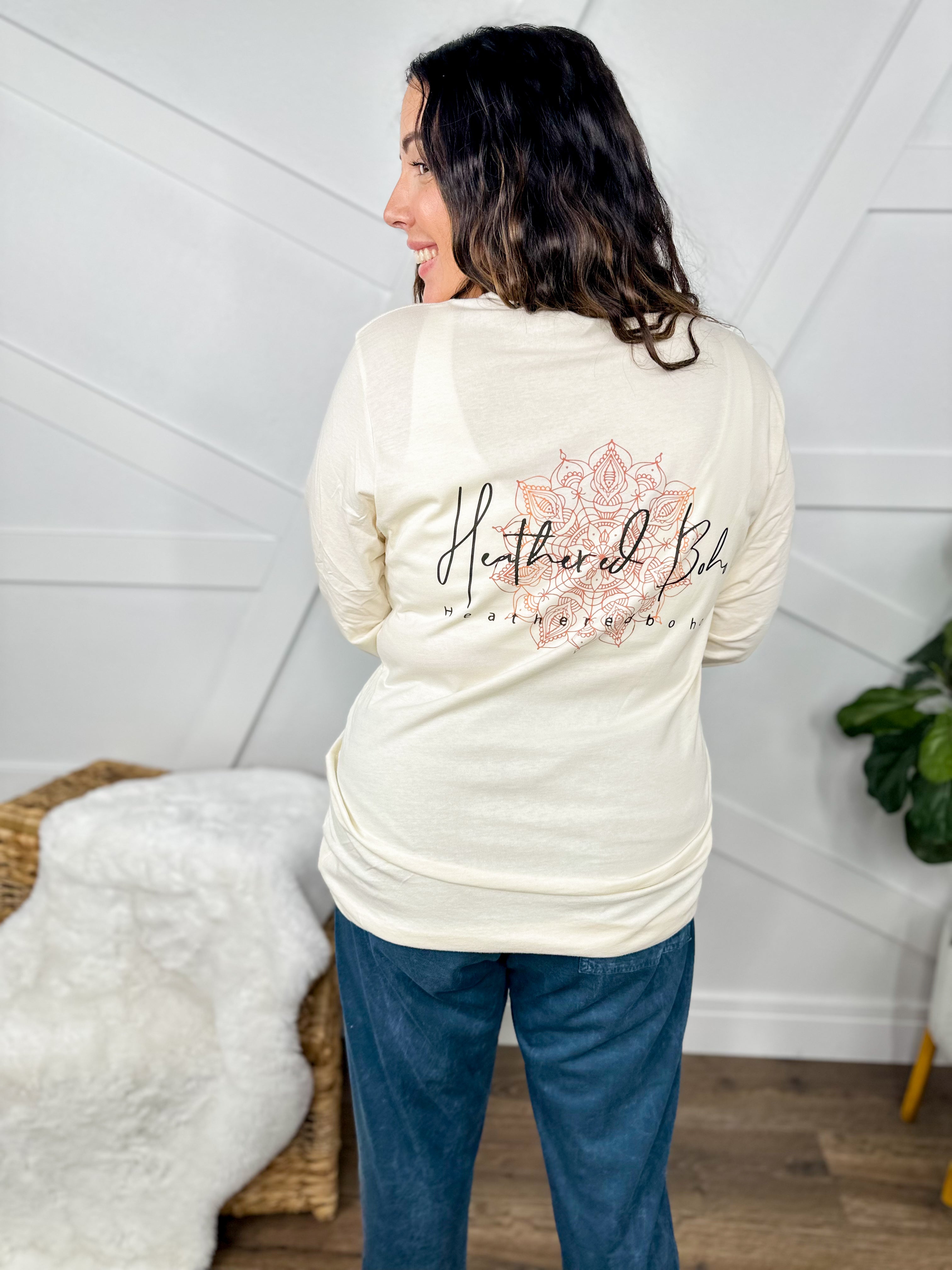 Custom Heathered Boho Graphic Long Sleeve-120 Long Sleeve Tops-Heathered Boho-Heathered Boho Boutique, Women's Fashion and Accessories in Palmetto, FL