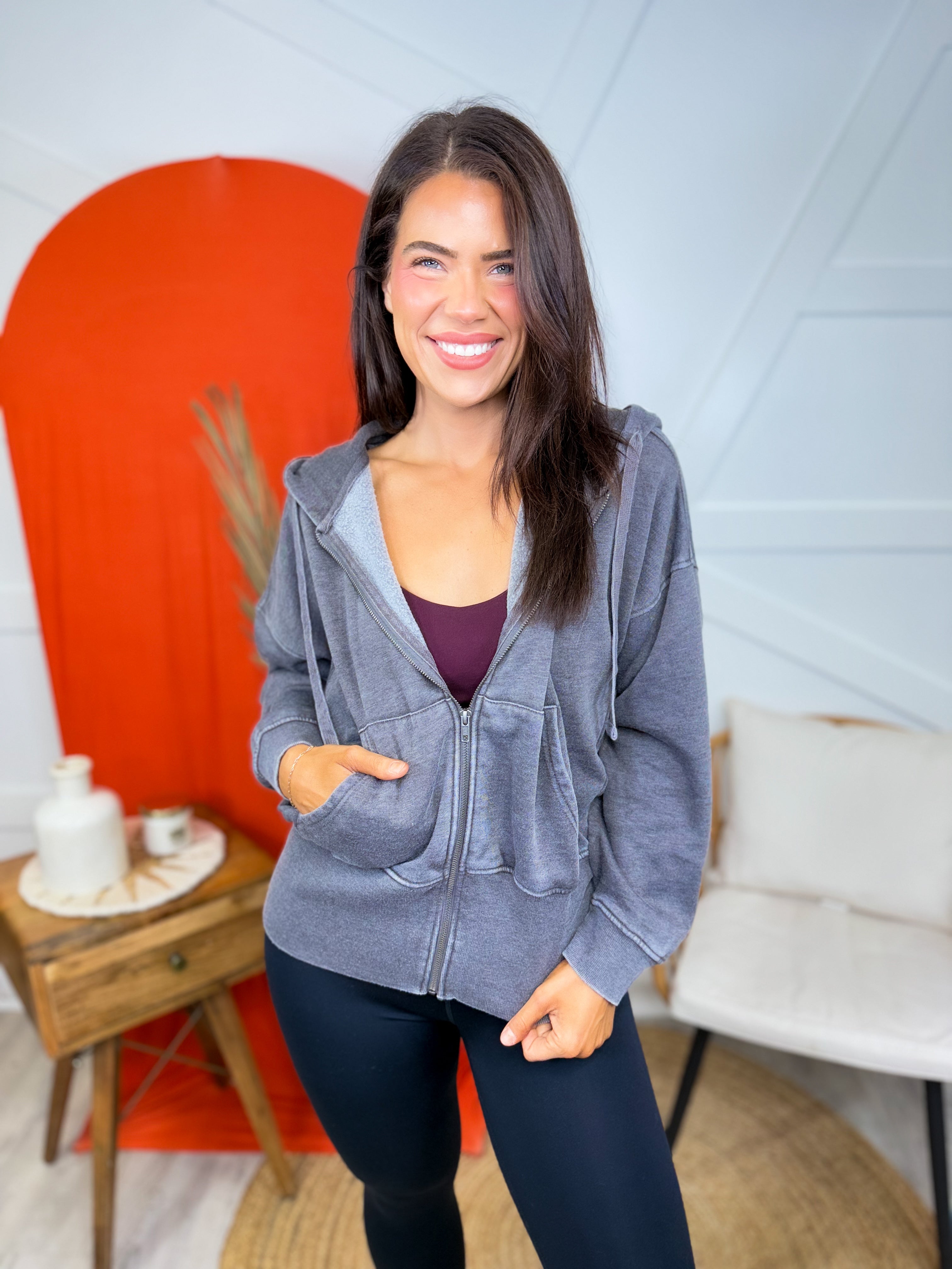 RESTOCK: Cozy Fleece Hoodie-210 Hoodies-Mono B-Heathered Boho Boutique, Women's Fashion and Accessories in Palmetto, FL