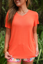 PREORDER: Jess Lea Basic Tee- Orange-400 Takeover/Pre-Order-Jess Lea-Heathered Boho Boutique, Women's Fashion and Accessories in Palmetto, FL