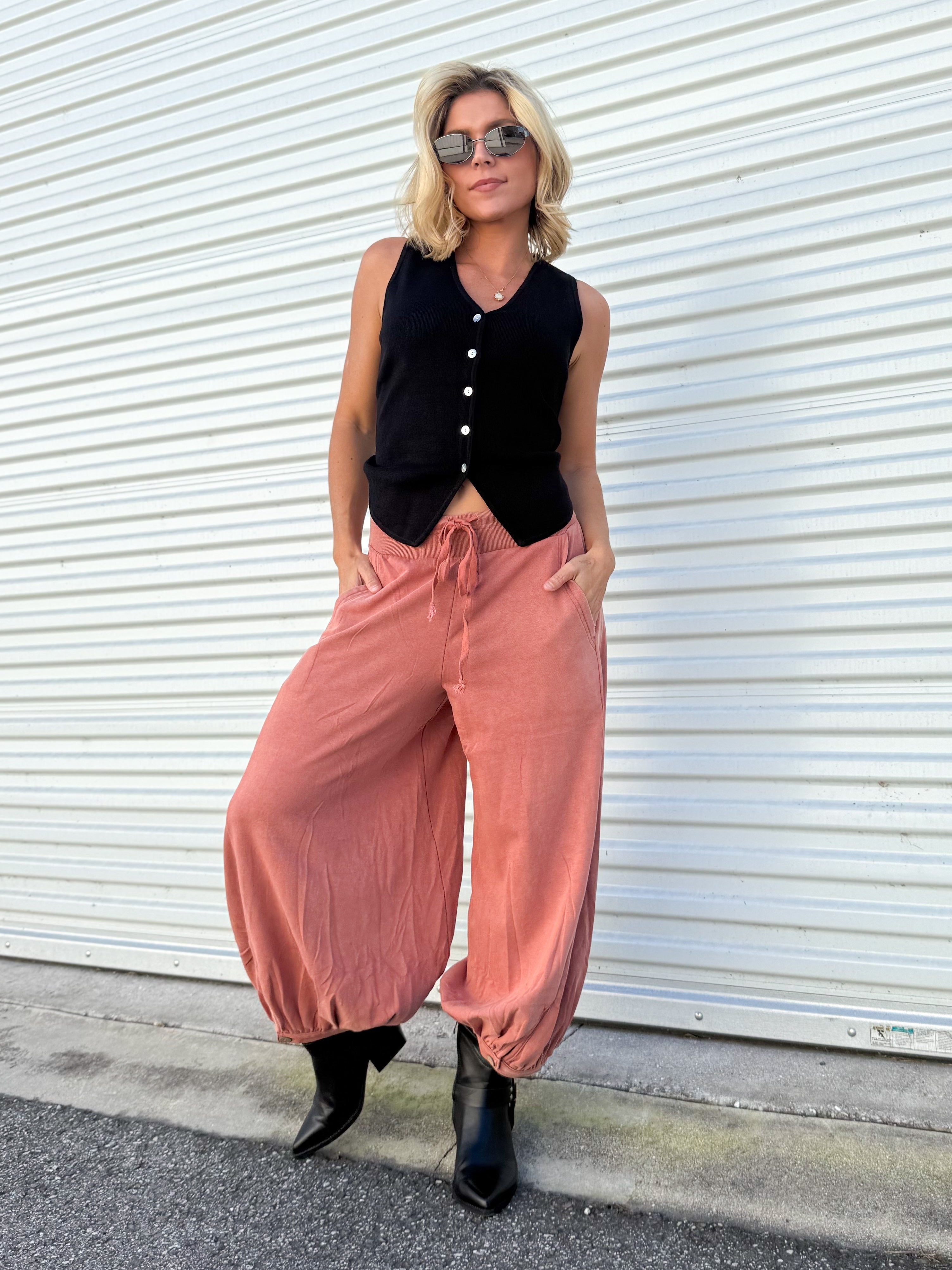 Restock: To the Sky Capri Bubble Pants-150 PANTS-Oddi-Heathered Boho Boutique, Women's Fashion and Accessories in Palmetto, FL