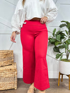 Office Day Trip Wide Leg Cropped Pants - Red-150 PANTS-DEAR SCARLETT-Heathered Boho Boutique, Women's Fashion and Accessories in Palmetto, FL