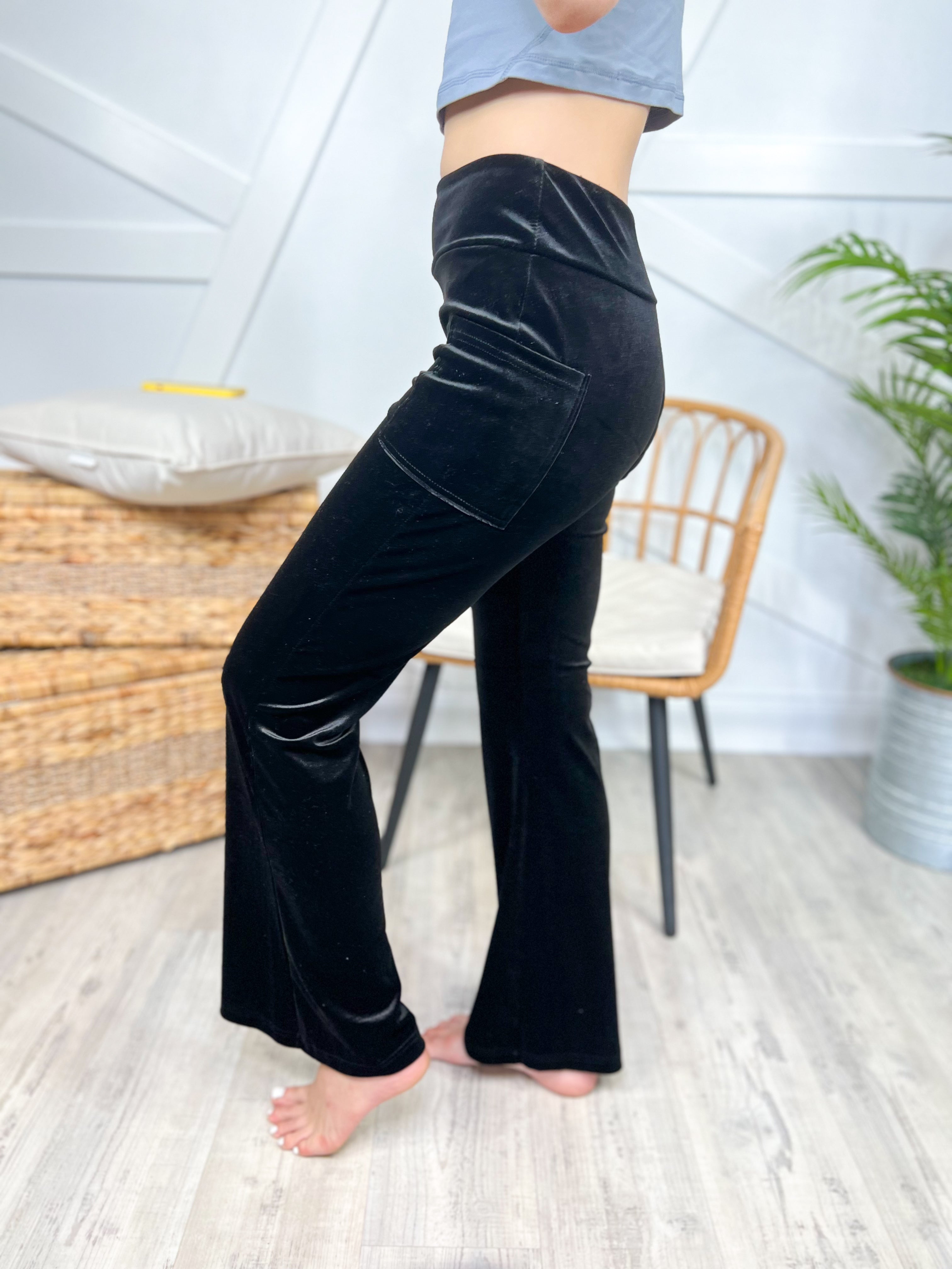 The Sienna - Velvet Flares-180 LEGGINGS-JuliaRoseWholesale-Heathered Boho Boutique, Women's Fashion and Accessories in Palmetto, FL