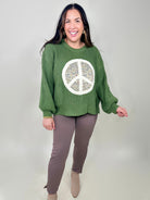 RESTOCK : Peace and Floral Sweater-125 Sweater-Pol-Heathered Boho Boutique, Women's Fashion and Accessories in Palmetto, FL