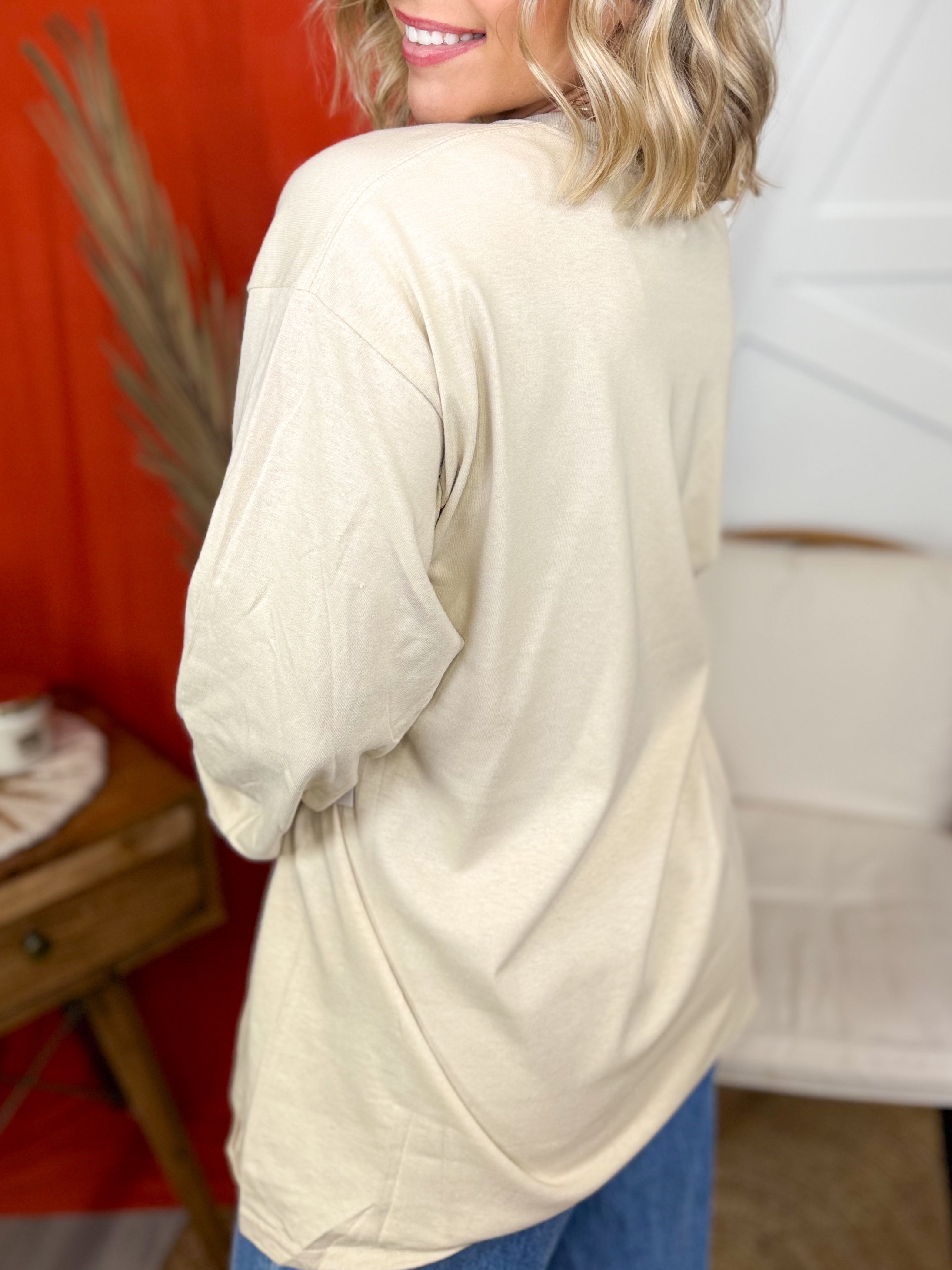 Christmas Calories Don't Count Graphic Long Sleeve-120 Long Sleeve Tops-Heathered Boho-Heathered Boho Boutique, Women's Fashion and Accessories in Palmetto, FL