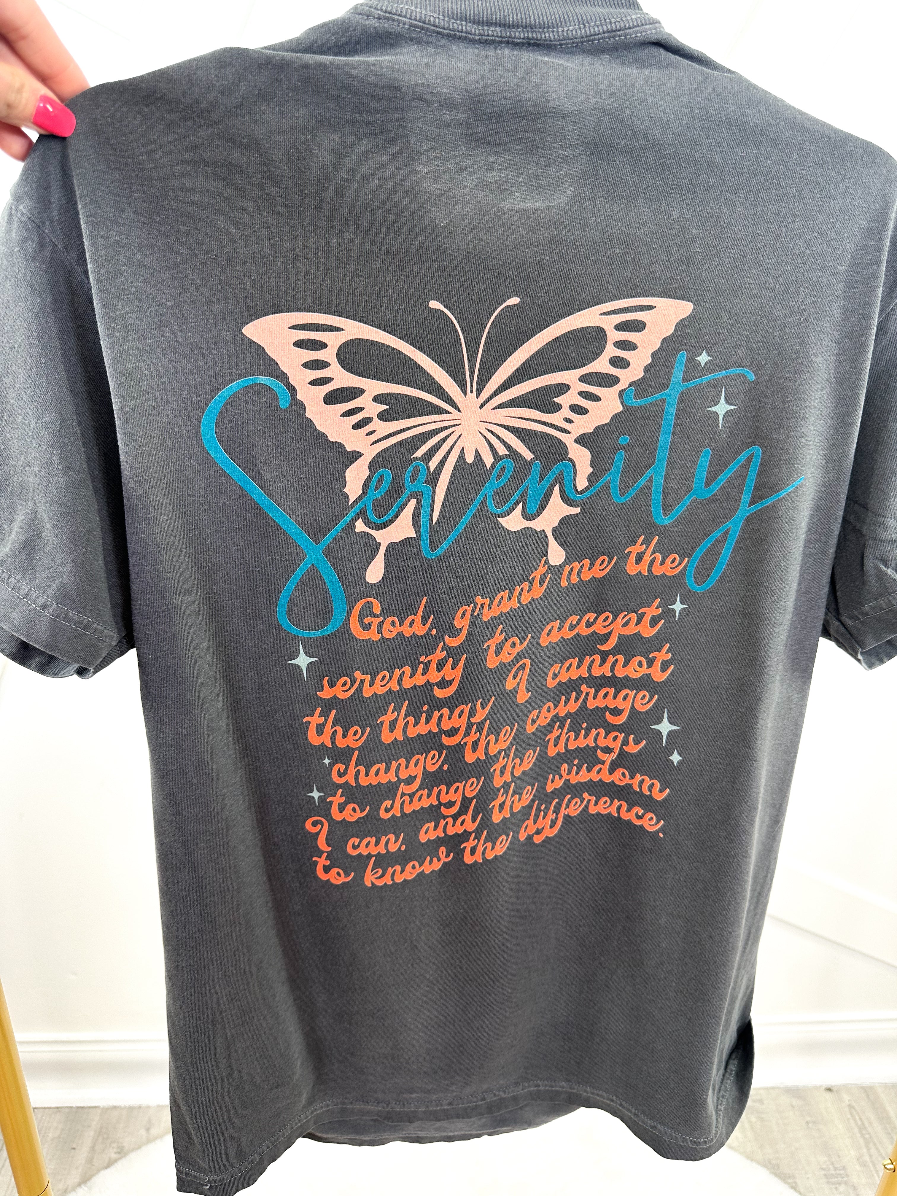 Serenity Prayer Graphic Tee-130 Graphic Tees-Heathered Boho-Heathered Boho Boutique, Women's Fashion and Accessories in Palmetto, FL