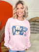 Crochet Cozy Season Graphic Sweatshirt-Light Pink-130 Graphic Tees-Heathered Boho-Heathered Boho Boutique, Women's Fashion and Accessories in Palmetto, FL
