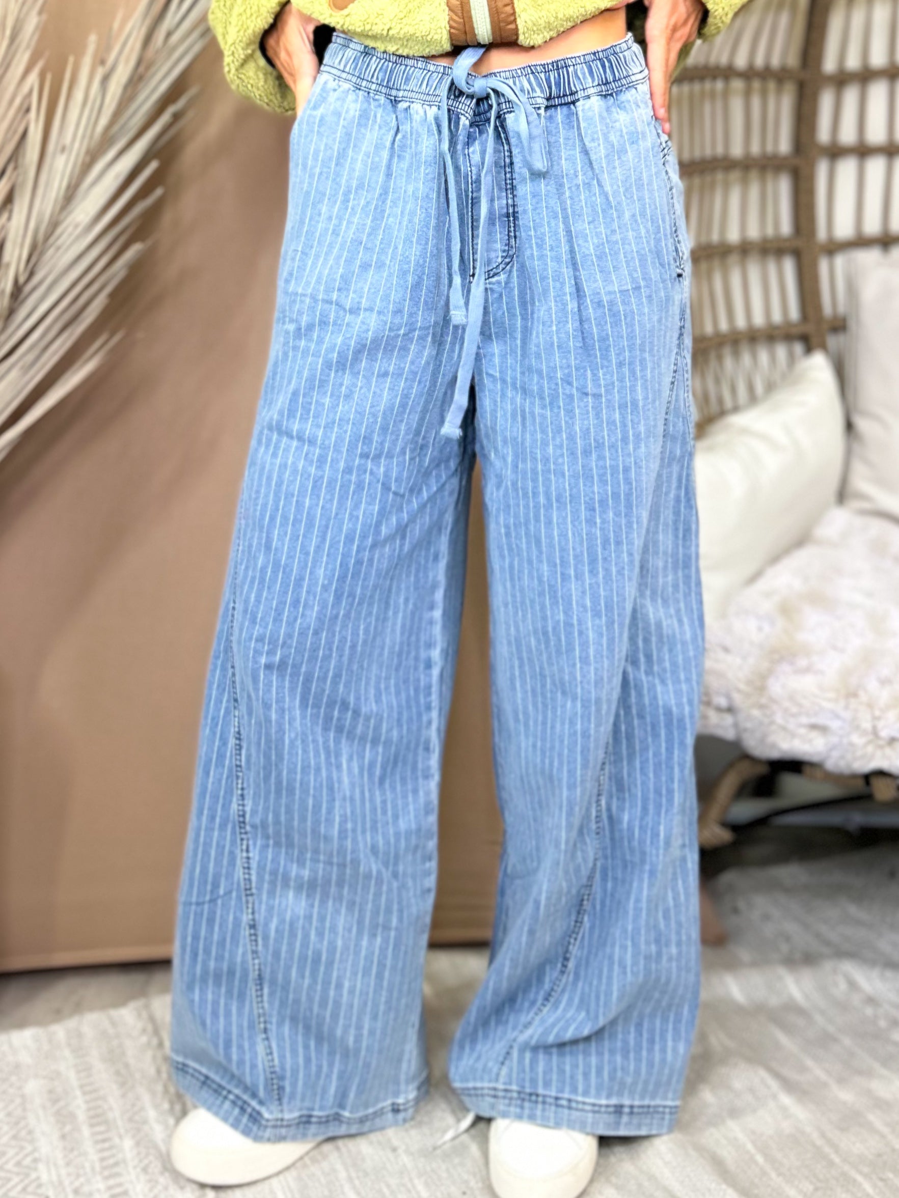 Pinstriped Princess Pants-150 PANTS-HEIMISH-Heathered Boho Boutique, Women's Fashion and Accessories in Palmetto, FL