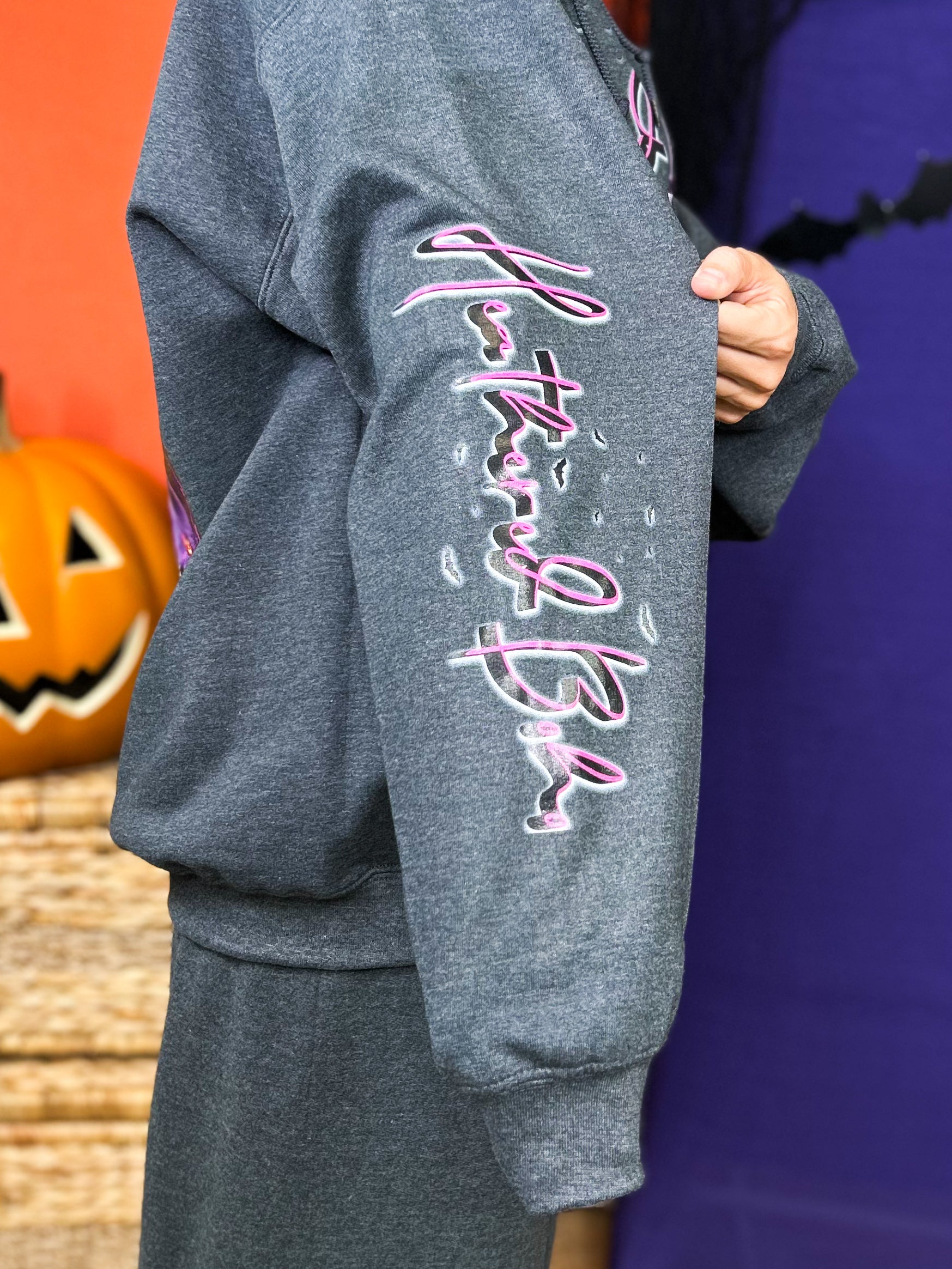 Boho Halloween 2026 Graphic Hoodie-210 Hoodies-Heathered Boho-Heathered Boho Boutique, Women's Fashion and Accessories in Palmetto, FL