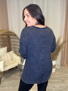 Heathered Boho By Easel Miles Away Tunic Top - Black-120 Long Sleeve Tops-Easel-Heathered Boho Boutique, Women's Fashion and Accessories in Palmetto, FL