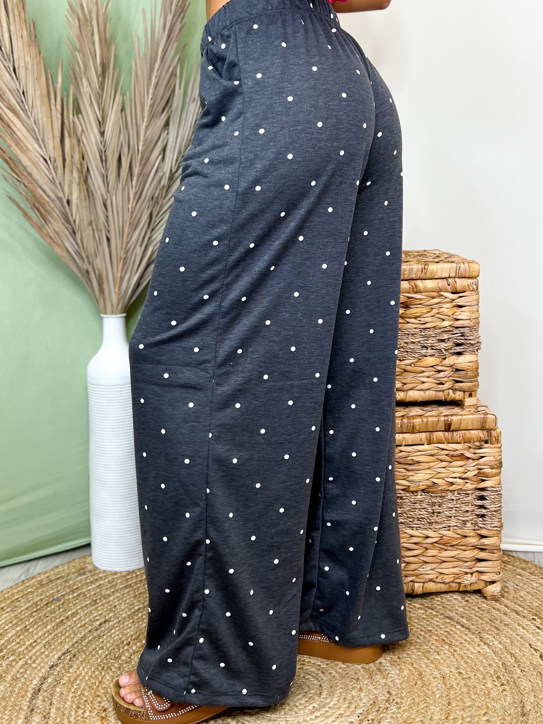 Sunday Stroll Polka Dot Pants-150 PANTS-JADE BY JANE-Heathered Boho Boutique, Women's Fashion and Accessories in Palmetto, FL