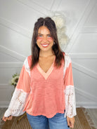 RESTOCK : Lace Charm Top-120 Long Sleeve Tops-Pol-Heathered Boho Boutique, Women's Fashion and Accessories in Palmetto, FL